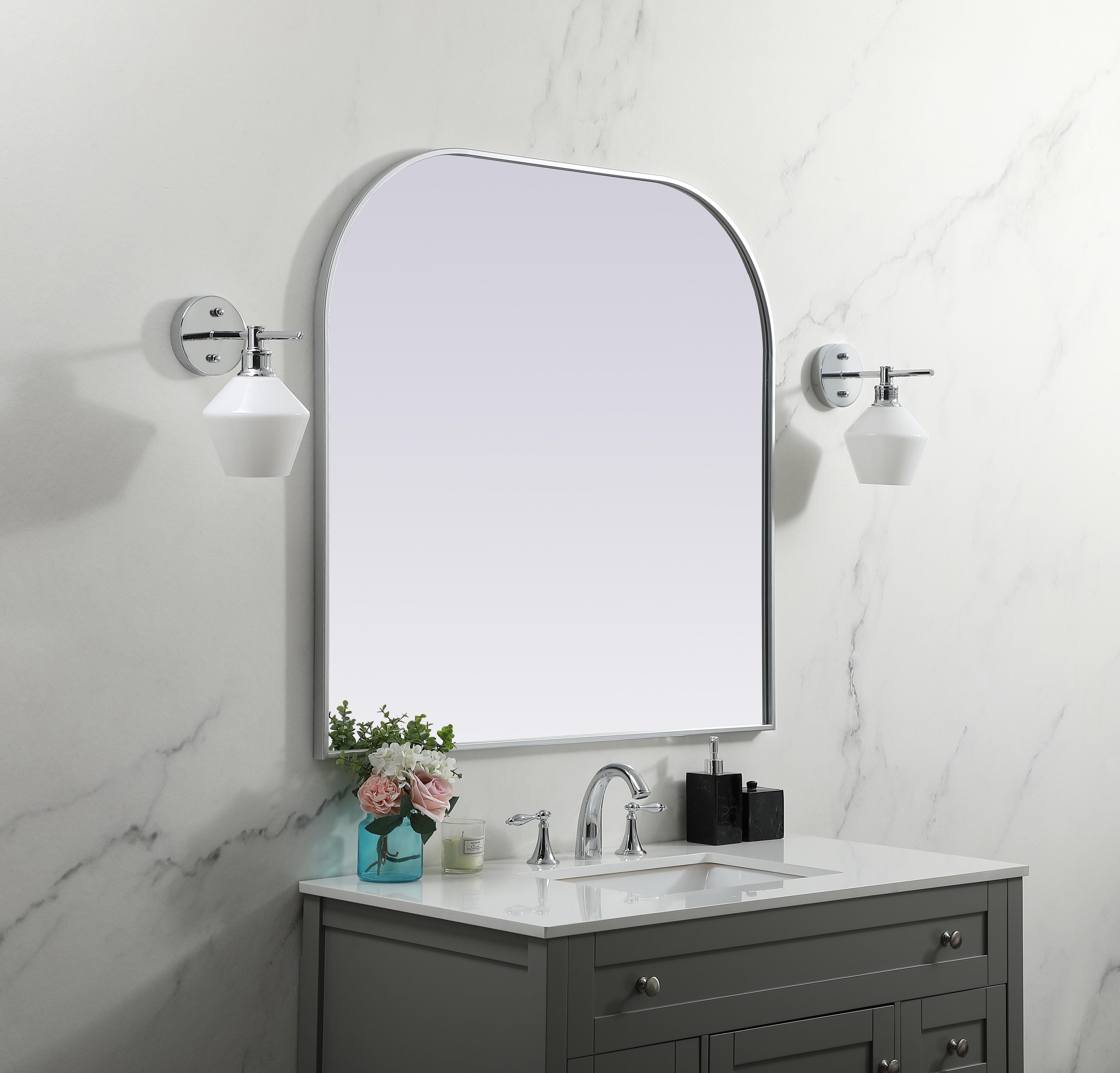 Blaire 40" x 38" Arched Mirror in Silver - Image 3