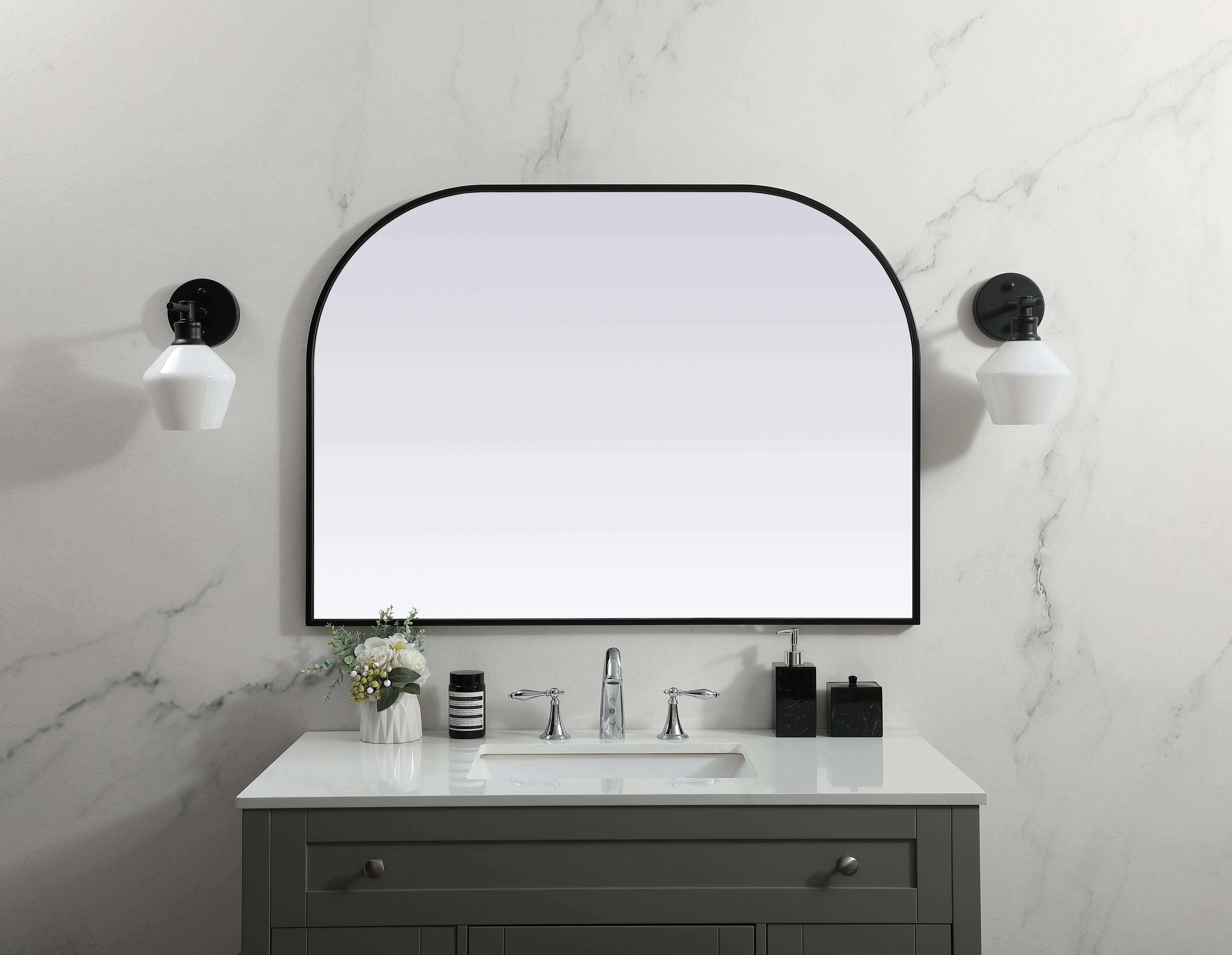 Specification Sheet
Dimensions
Length: 30"
Width: 42"
Height: 30"
Depth: 1"
Specifications
Assembly Required: NO
Distressed Finish: No
Finish (Color): Black
Fixture Material: Iron and MDF
Frameless: NO
Mirror Frame Shape: Arch
Mirror Hanging Orientation: Vertical
Mirror Mounting: Metal Inset hanger
Mirror Type: Flat
Product Shape: Arch
Product Type: Decorative Mirrors
Product Warranty: 1 year limited
Weight: 22
Wire Included: No
Shipment type: small parcel
US Shipping Cost: $29.00 - alternate view