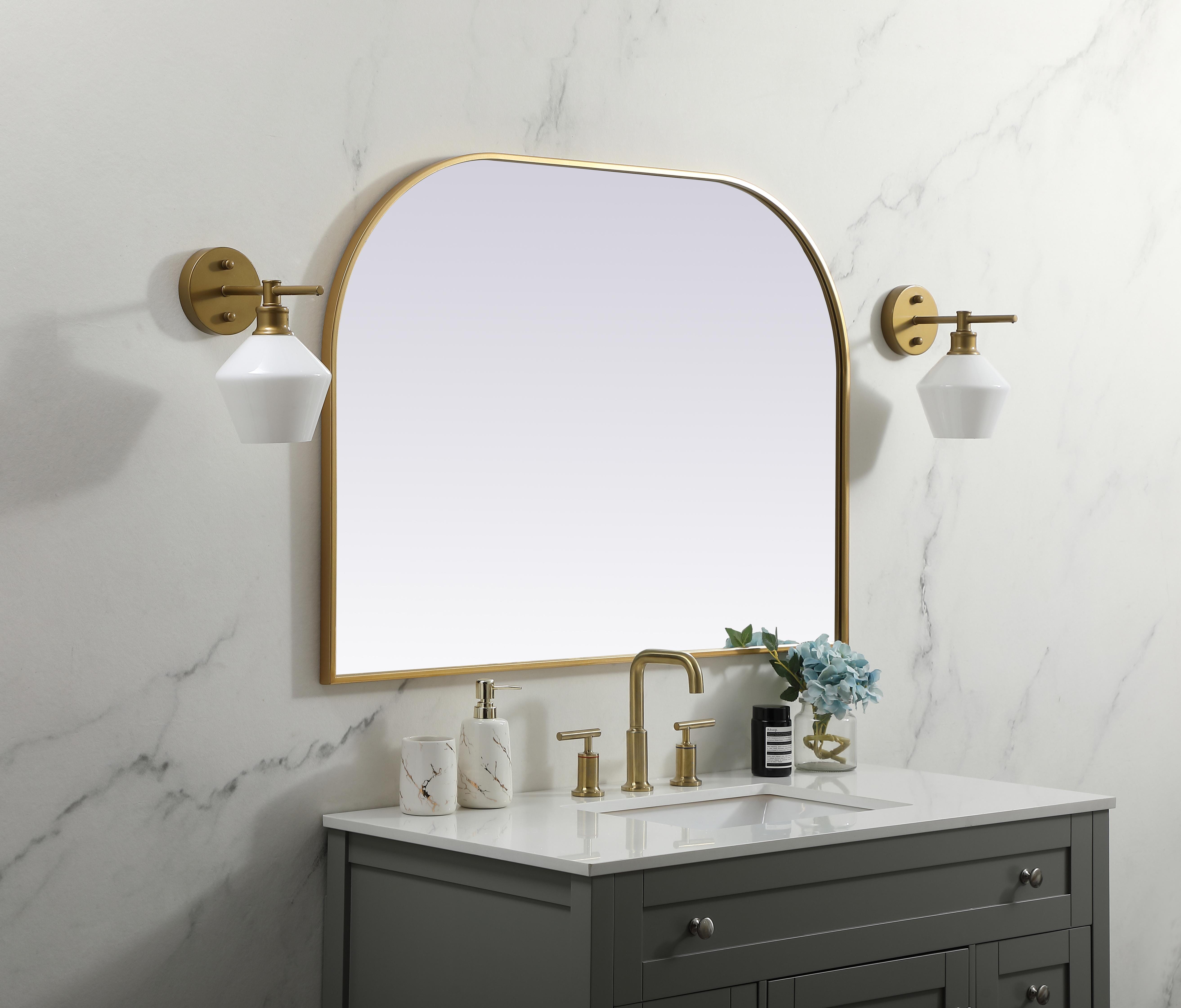 Blaire 42" x 30" Arched Mirror in Brass - Image 3