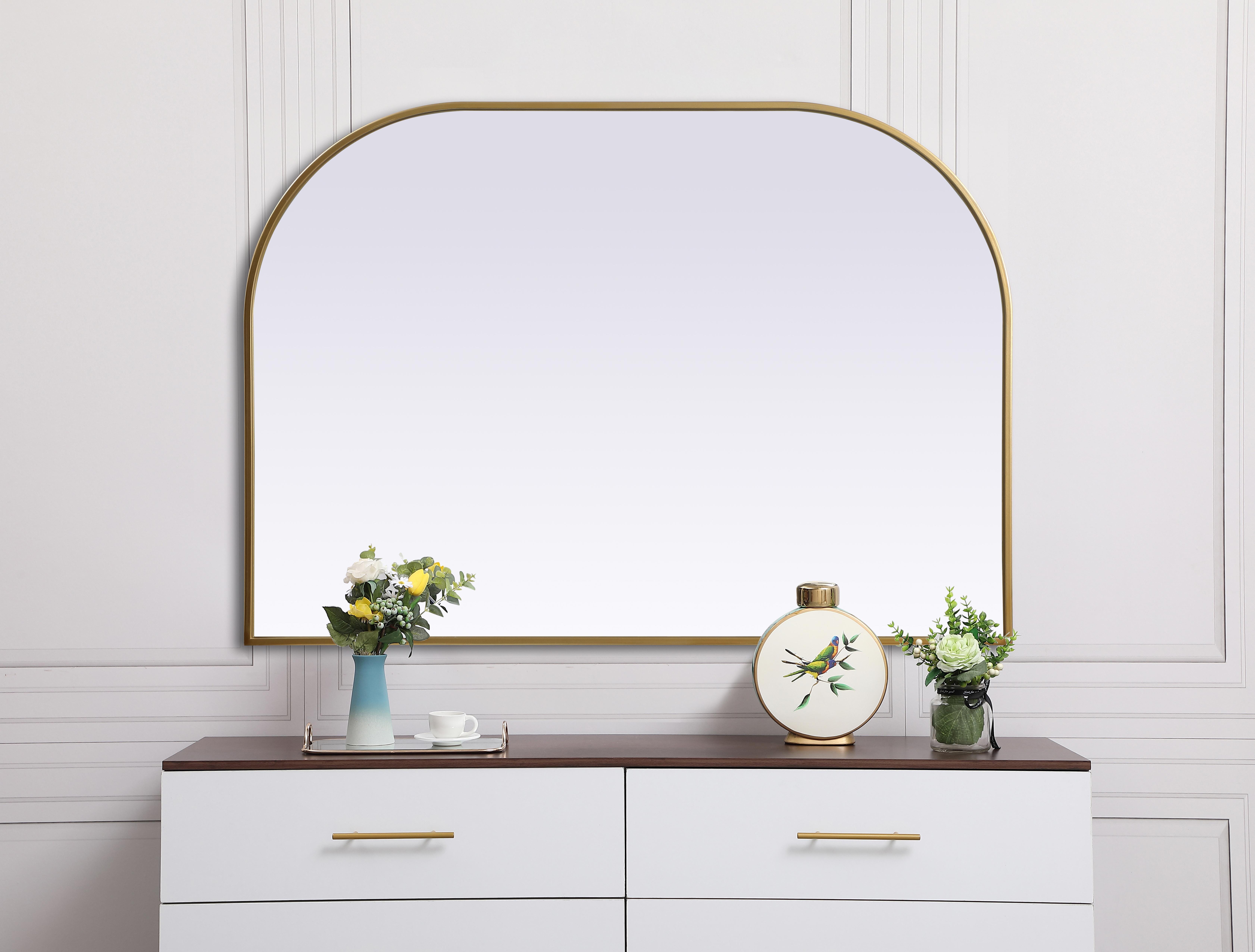 Blaire 42" x 30" Arched Mirror in Brass - Image 4
