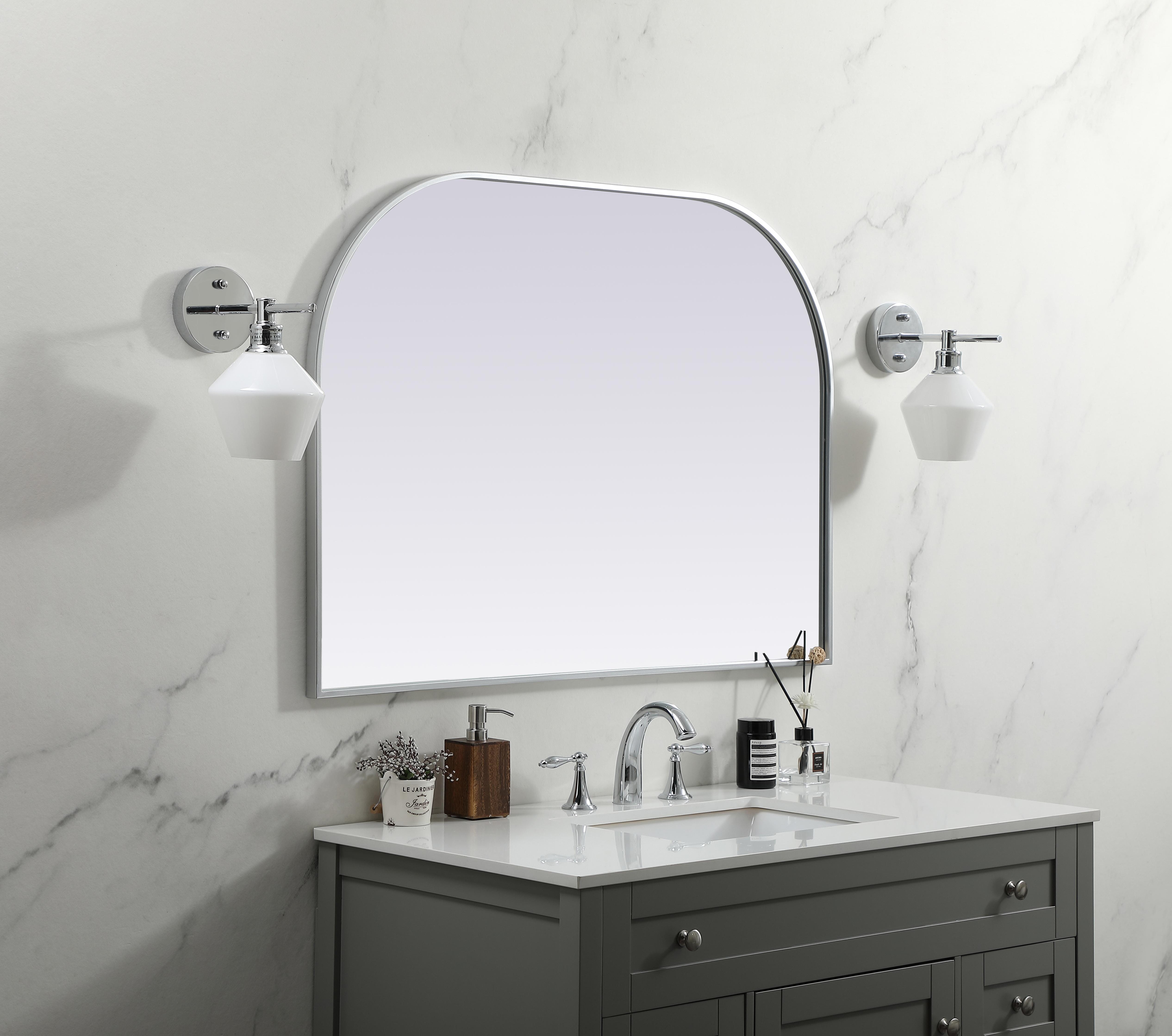 Blaire 42" x 30" Arched Mirror in Silver - Image 3