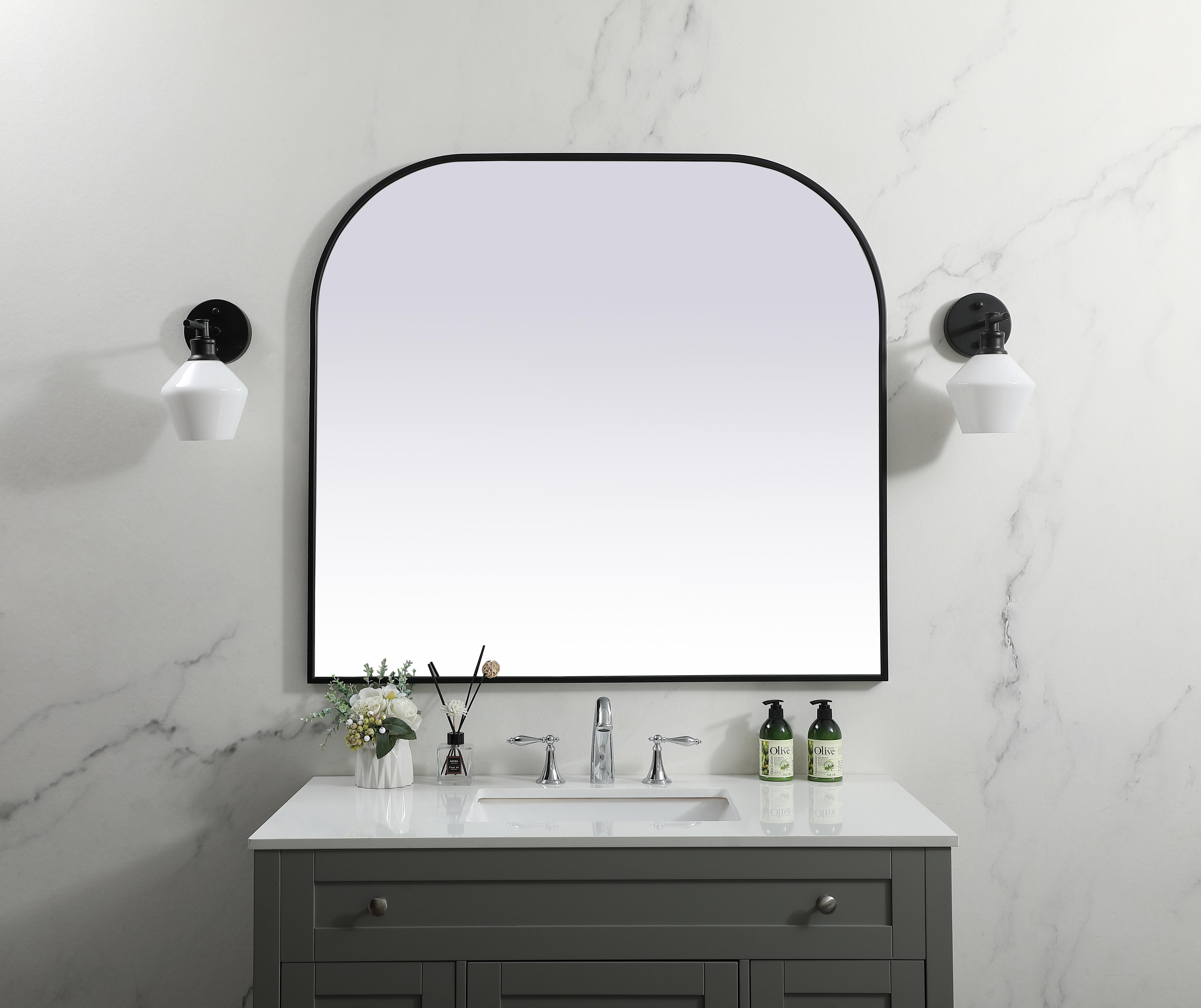 Specification Sheet
Dimensions
Length: 38"
Width: 42"
Height: 38"
Depth: 1"
Specifications
Assembly Required: NO
Distressed Finish: No
Finish (Color): Black
Fixture Material: Iron and MDF
Frameless: NO
Mirror Frame Shape: Arch
Mirror Hanging Orientation: Vertical
Mirror Mounting: Metal Inset hanger
Mirror Type: Flat
Product Shape: Arch
Product Type: Decorative Mirrors
Product Warranty: 1 year limited
Weight: 27.97
Wire Included: No
Shipment type: Oversized Ground
US Shipping Cost: $116.00 - alternate view