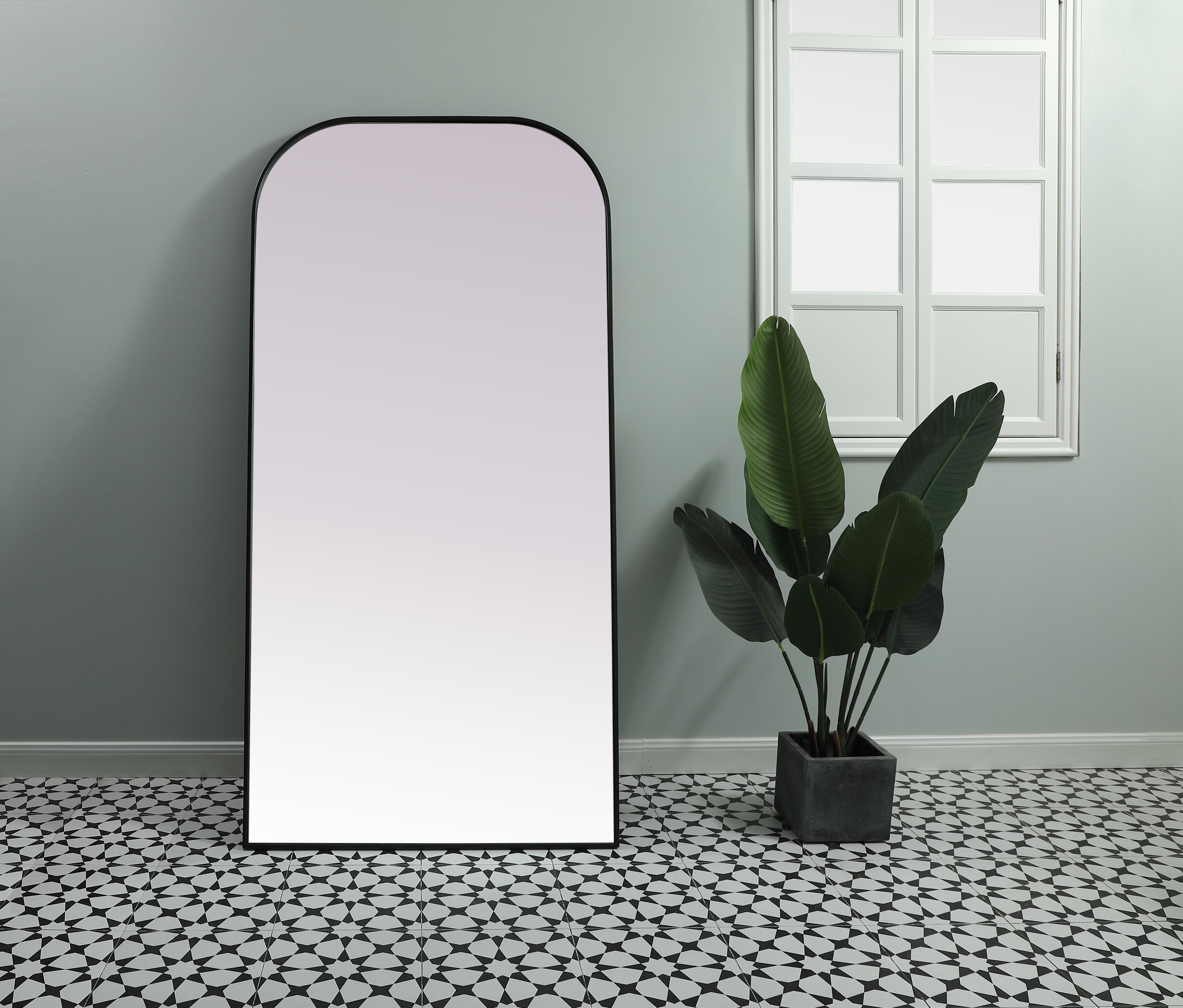 Specification Sheet
Dimensions
Length: 72"
Width: 35"
Height: 72"
Depth: 1"
Specifications
Assembly Required: NO
Distressed Finish: No
Finish (Color): Black
Fixture Material: Iron and MDF
Frameless: NO
Mirror Frame Shape: Arch
Mirror Hanging Orientation: Vertical and standing
Mirror Mounting: Metal Inset hanger
Mirror Type: Flat
Product Shape: Arch
Product Type: Decorative Mirrors
Product Warranty: 1 year limited
Weight: 50.6
Wire Included: No
Shipment type: LTL
US Shipping Cost: $142.00 - alternate view
