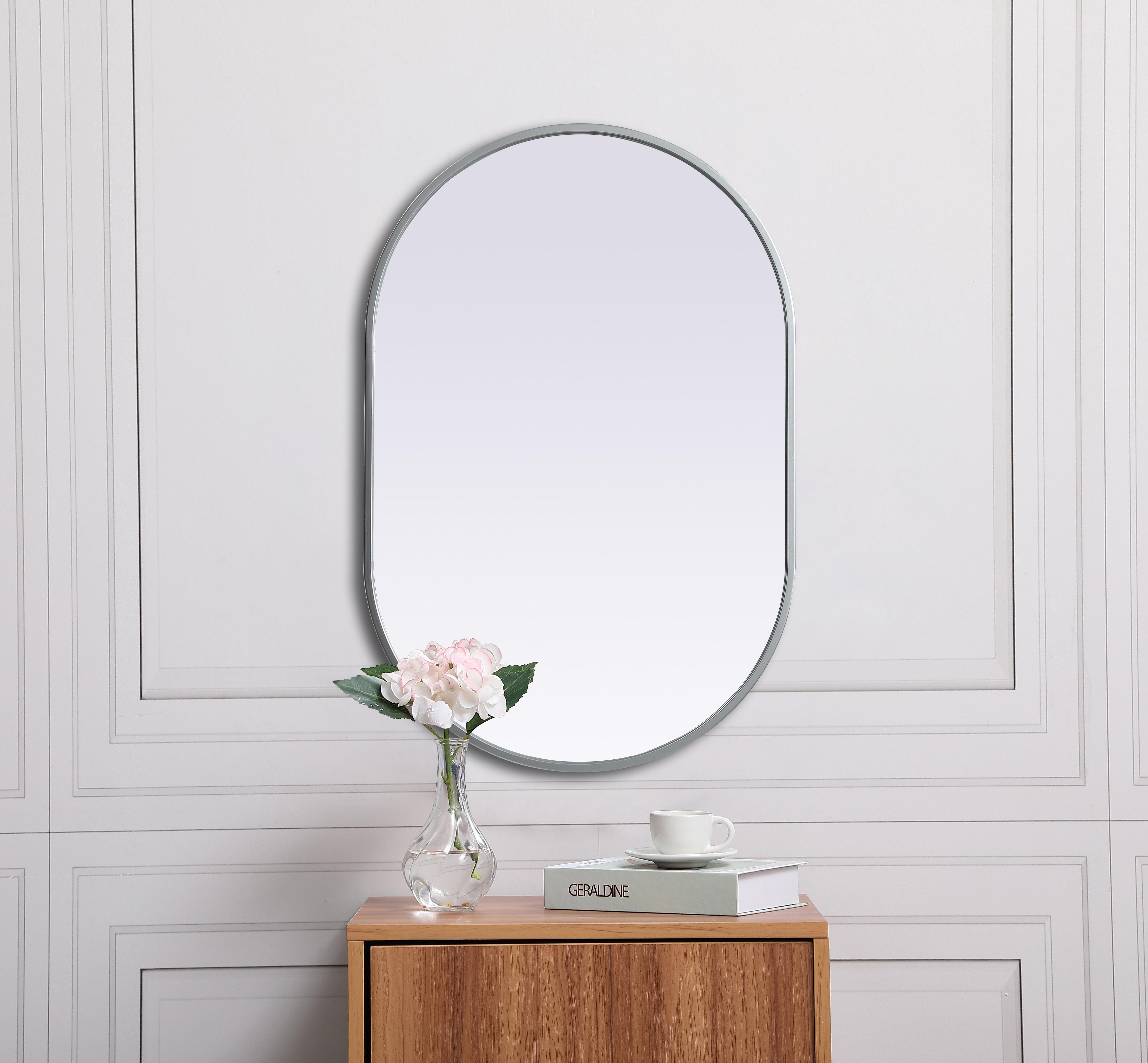 Asha Pill-Shaped Wall Mirror in Silver - Image 4