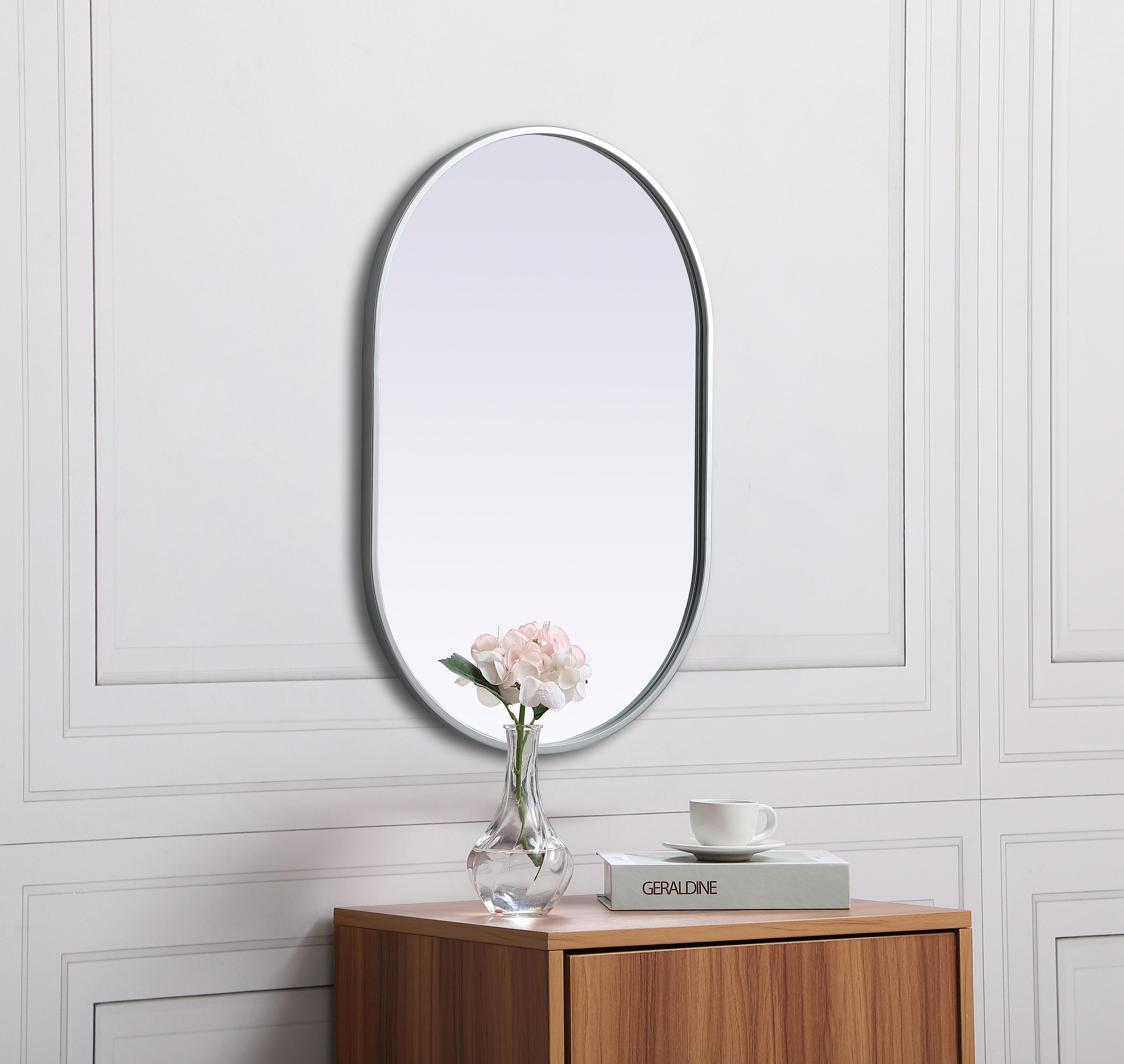 Asha Pill-Shaped Wall Mirror in Silver - Image 5