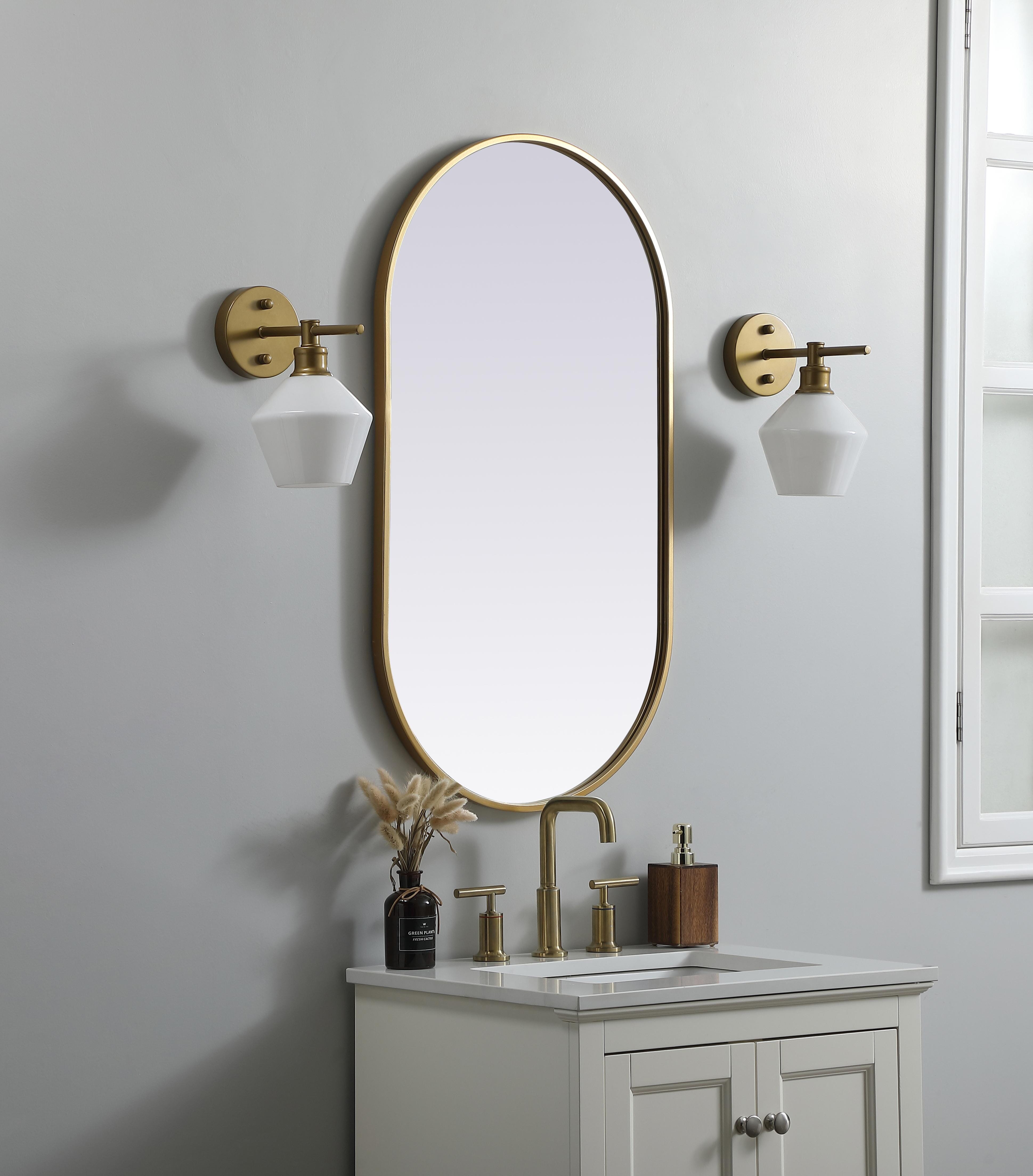 Asha Pill-Shaped Wall Mirror in Brass - Image 3