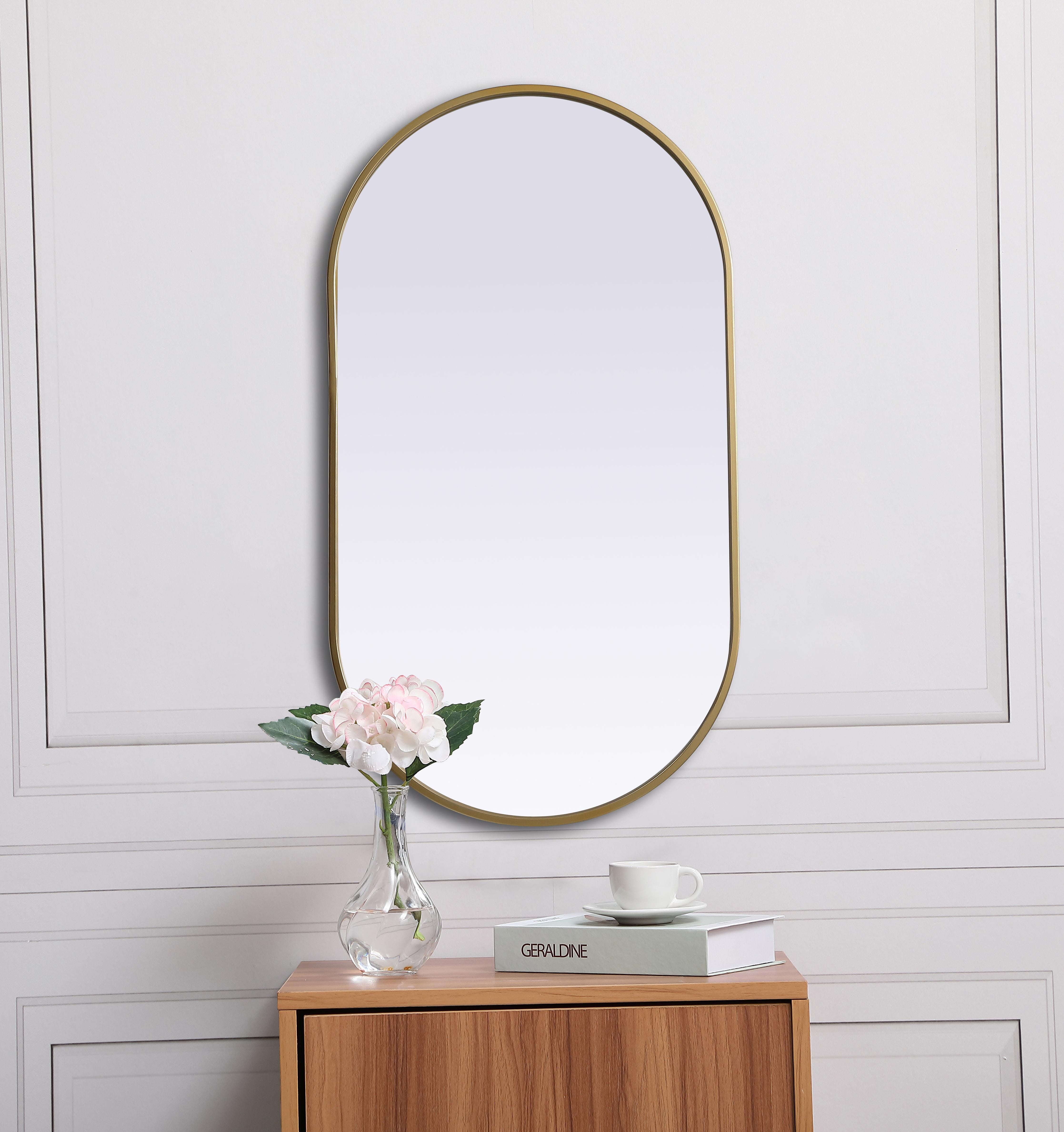 Asha Pill-Shaped Wall Mirror in Brass - Image 4