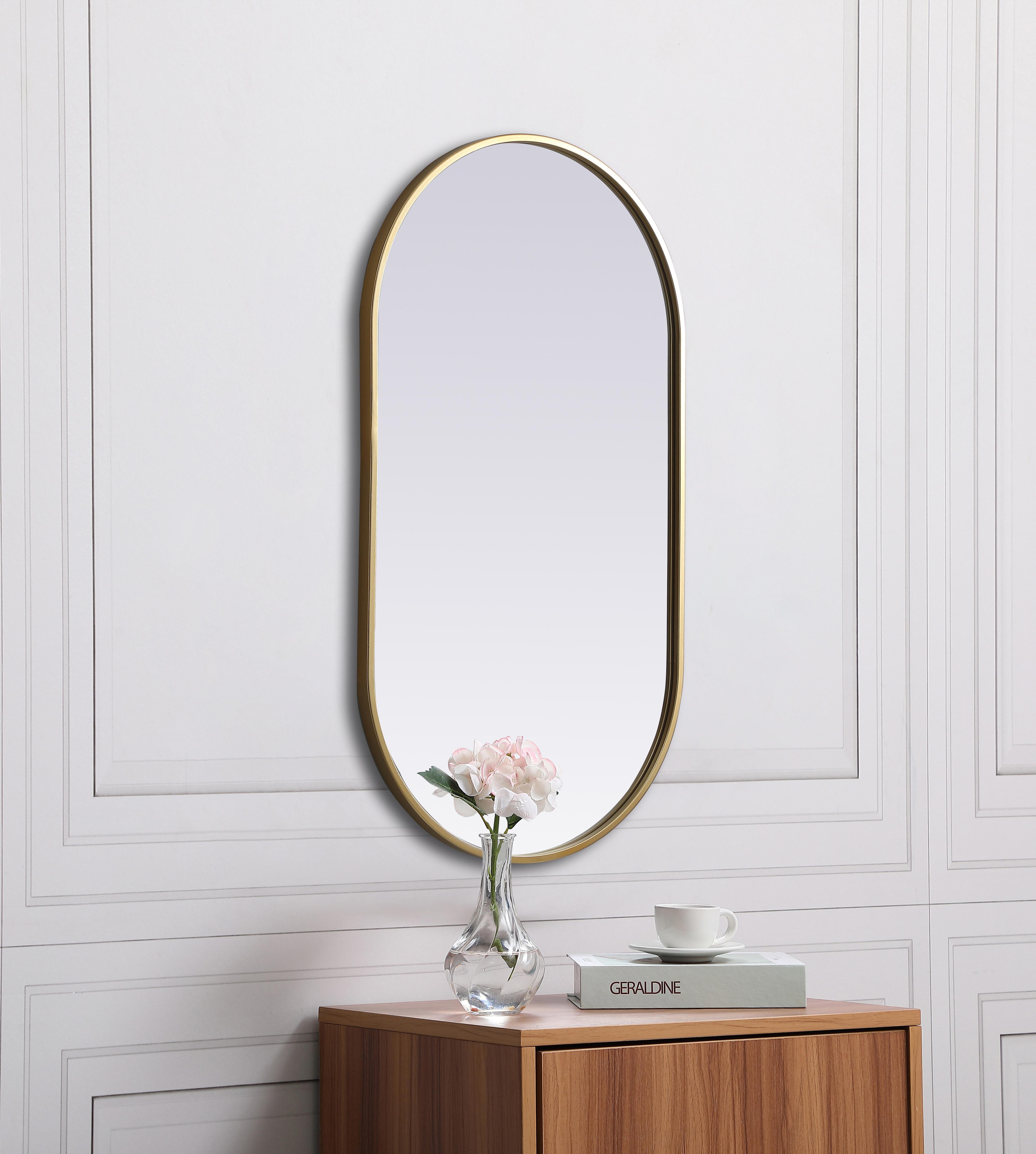 Asha Pill-Shaped Wall Mirror in Brass - Image 5