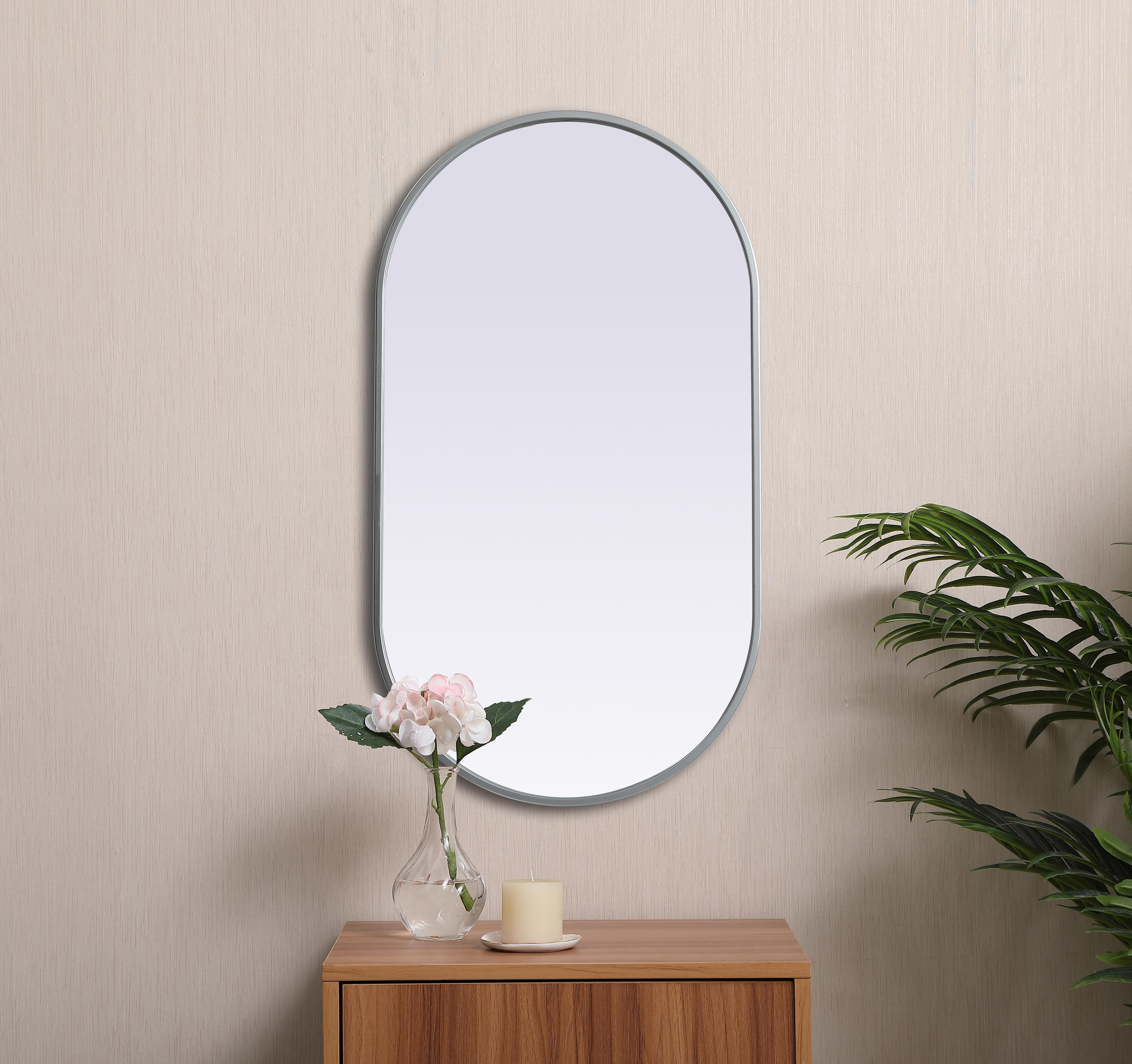 Asha Pill-Shaped Wall Mirror in Silver - Image 4