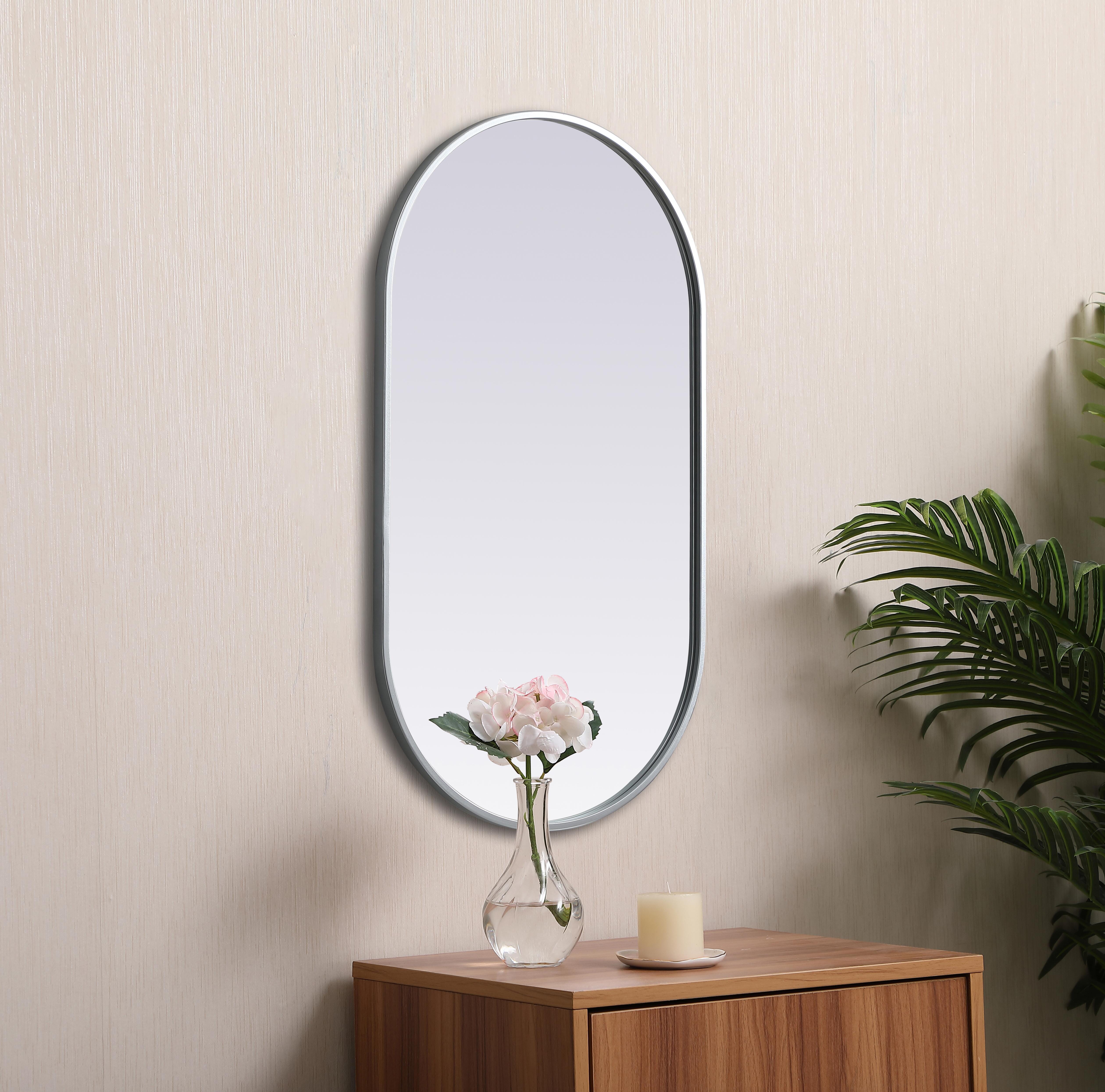 Asha Pill-Shaped Wall Mirror in Silver - Image 5