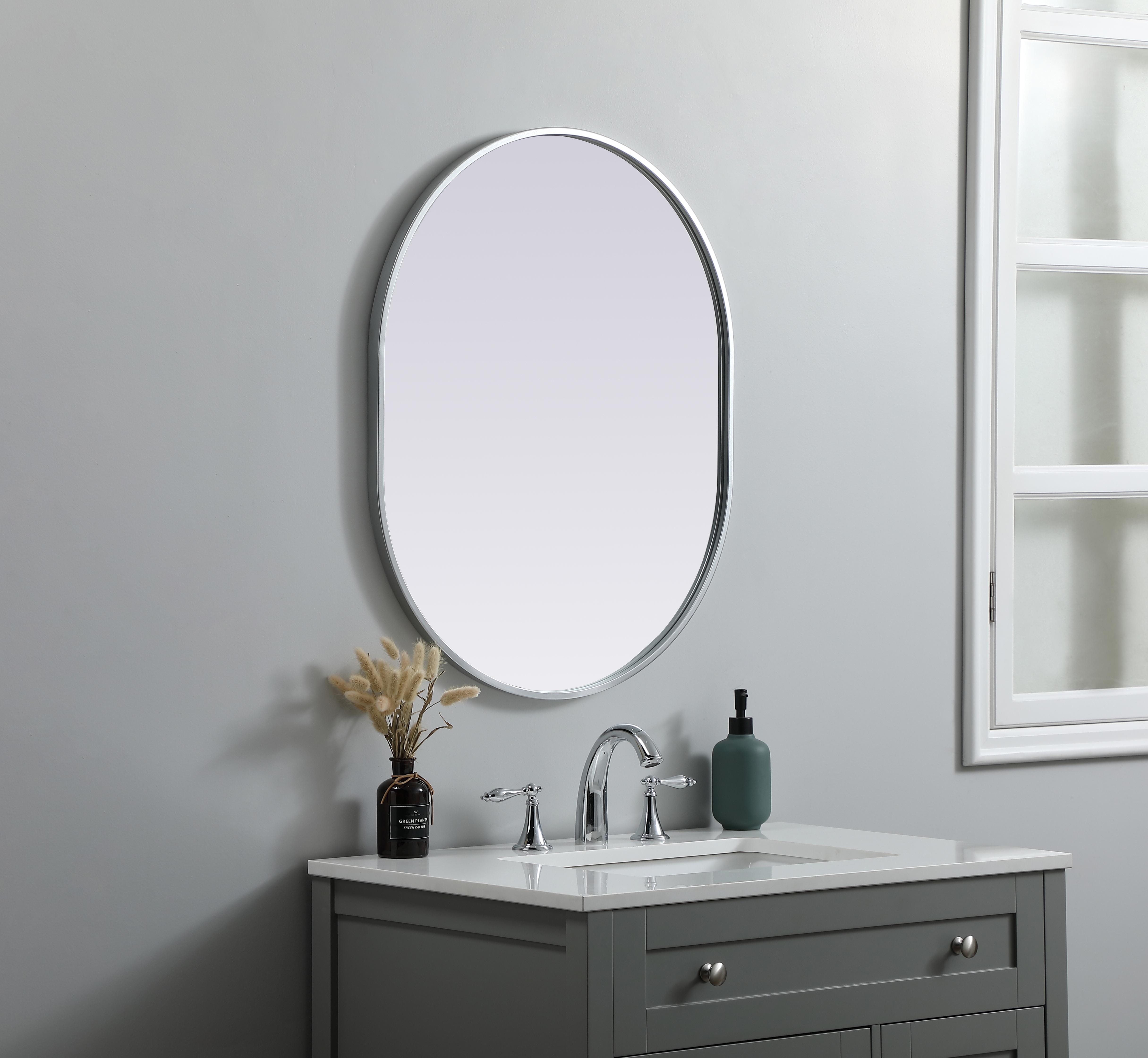 Asha Pill-Shaped Wall Mirror in Silver - Image 3