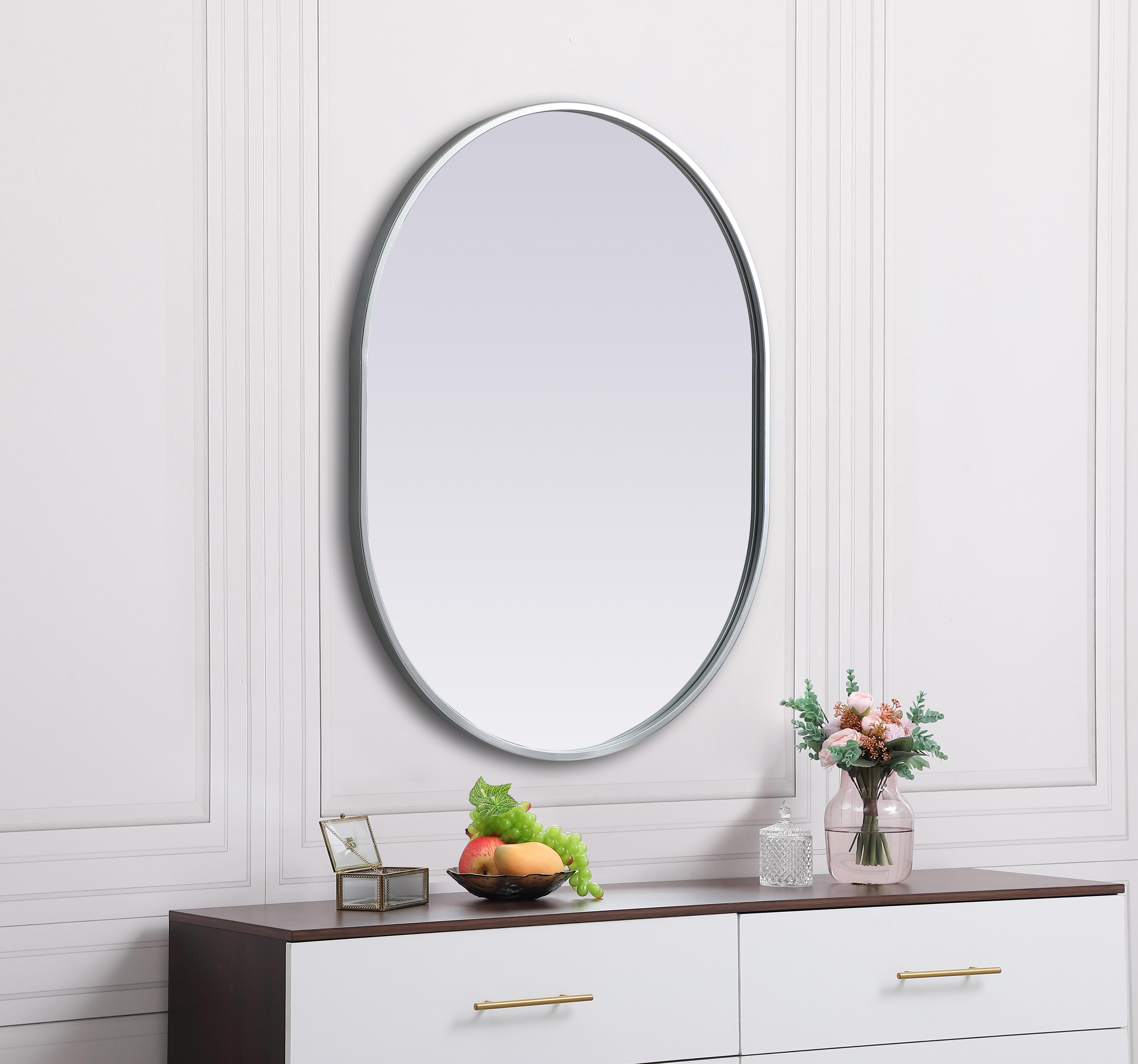 Asha Pill-Shaped Wall Mirror in Silver - Image 5