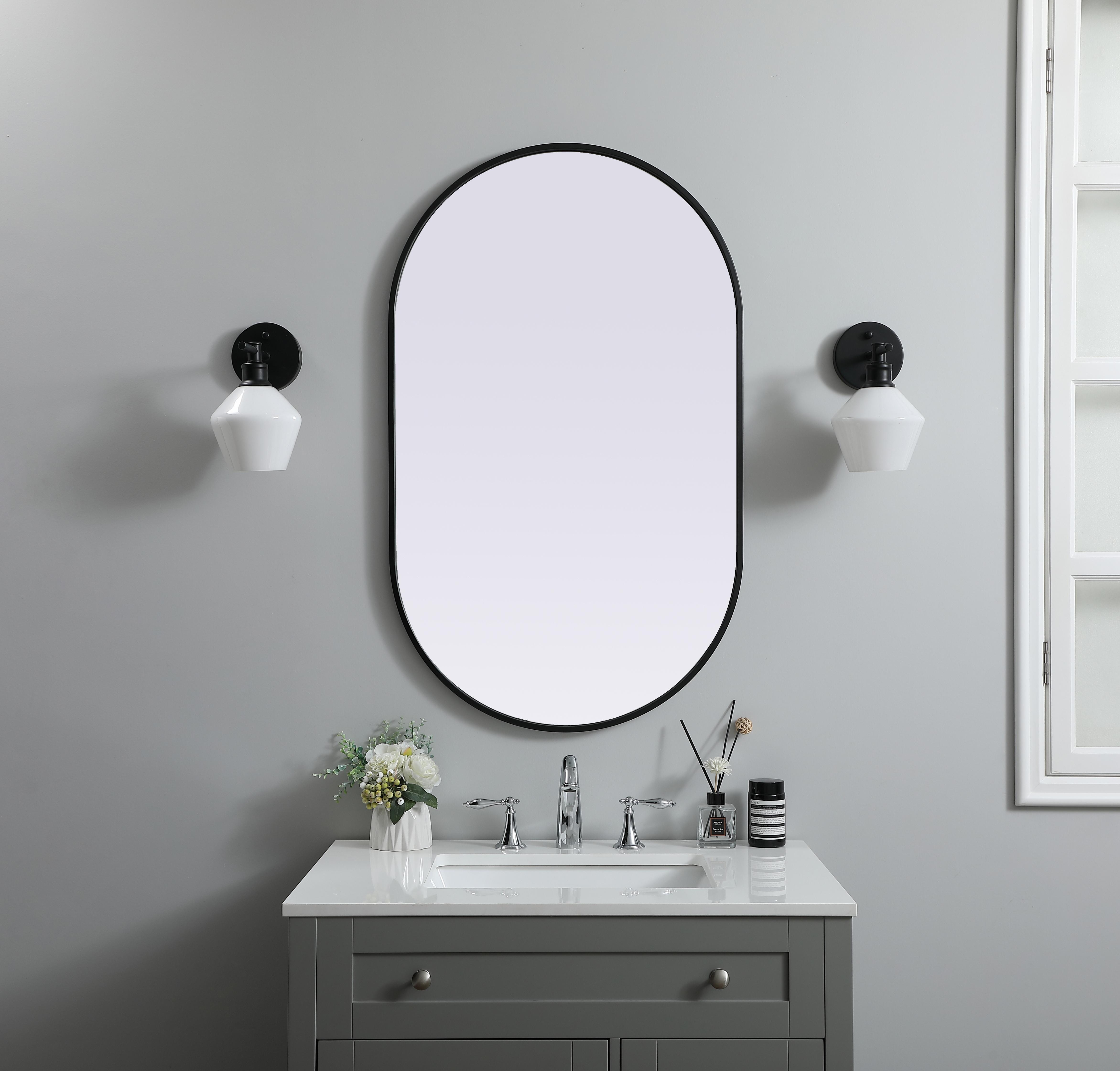 Specification Sheet
Dimensions
Length: 40"
Width: 24"
Height: 40"
Depth: 1"
Specifications
Assembly Required: NO
Distressed Finish: No
Finish (Color): Black
Fixture Material: Iron and MDF
Frameless: NO
Mirror Frame Shape: Oval
Mirror Hanging Orientation: Vertical and Horizontal
Mirror Mounting: Metal Inset hanger
Mirror Type: Flat
Product Shape: Oval
Product Type: Decorative Mirrors
Product Warranty: 1 year limited
Weight: 15.70
Wire Included: No
Shipment type: small parcel
US Shipping Cost: $26.00 - alternate view