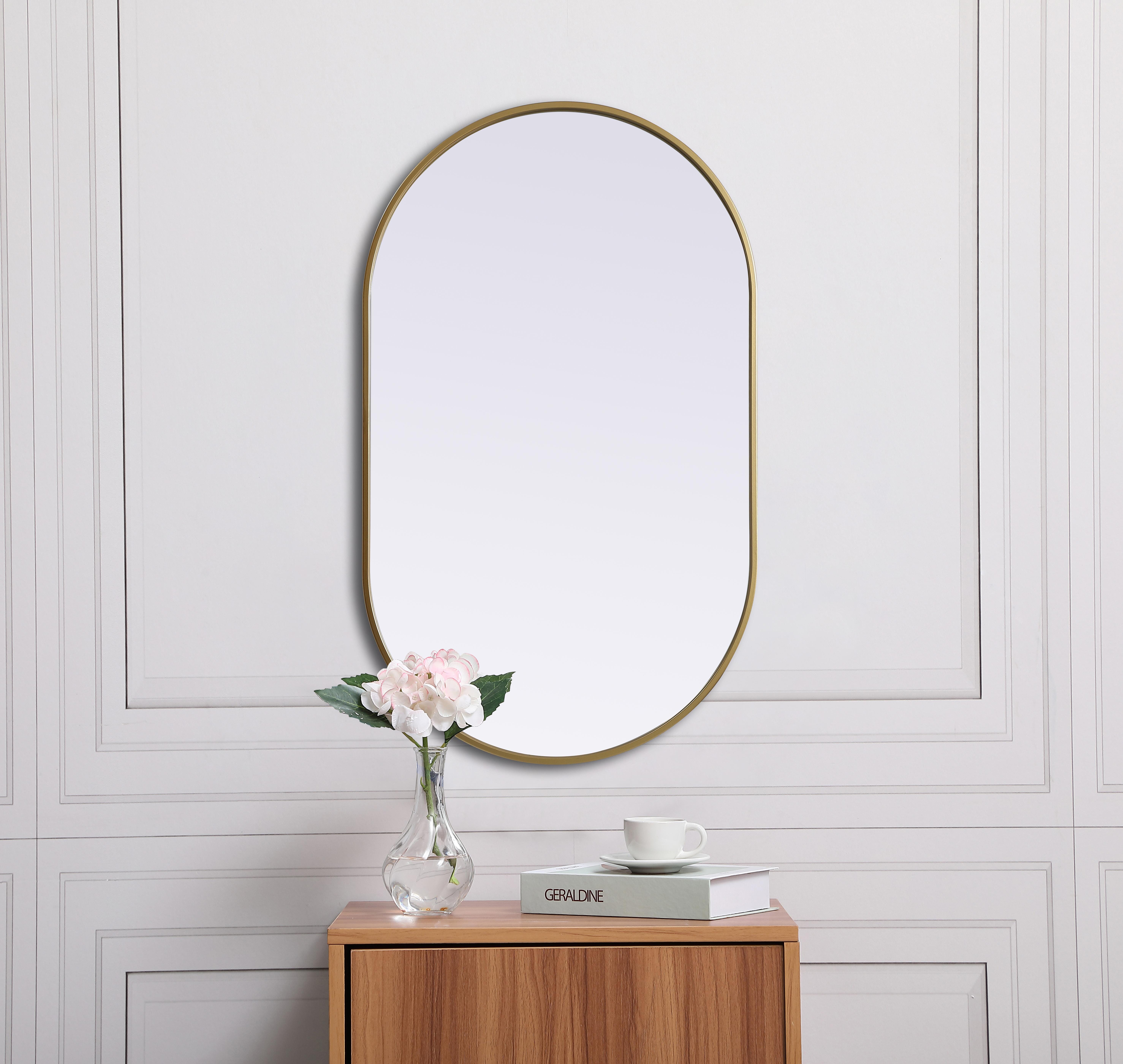 Asha Pill-Shaped Wall Mirror in Brass - Image 4