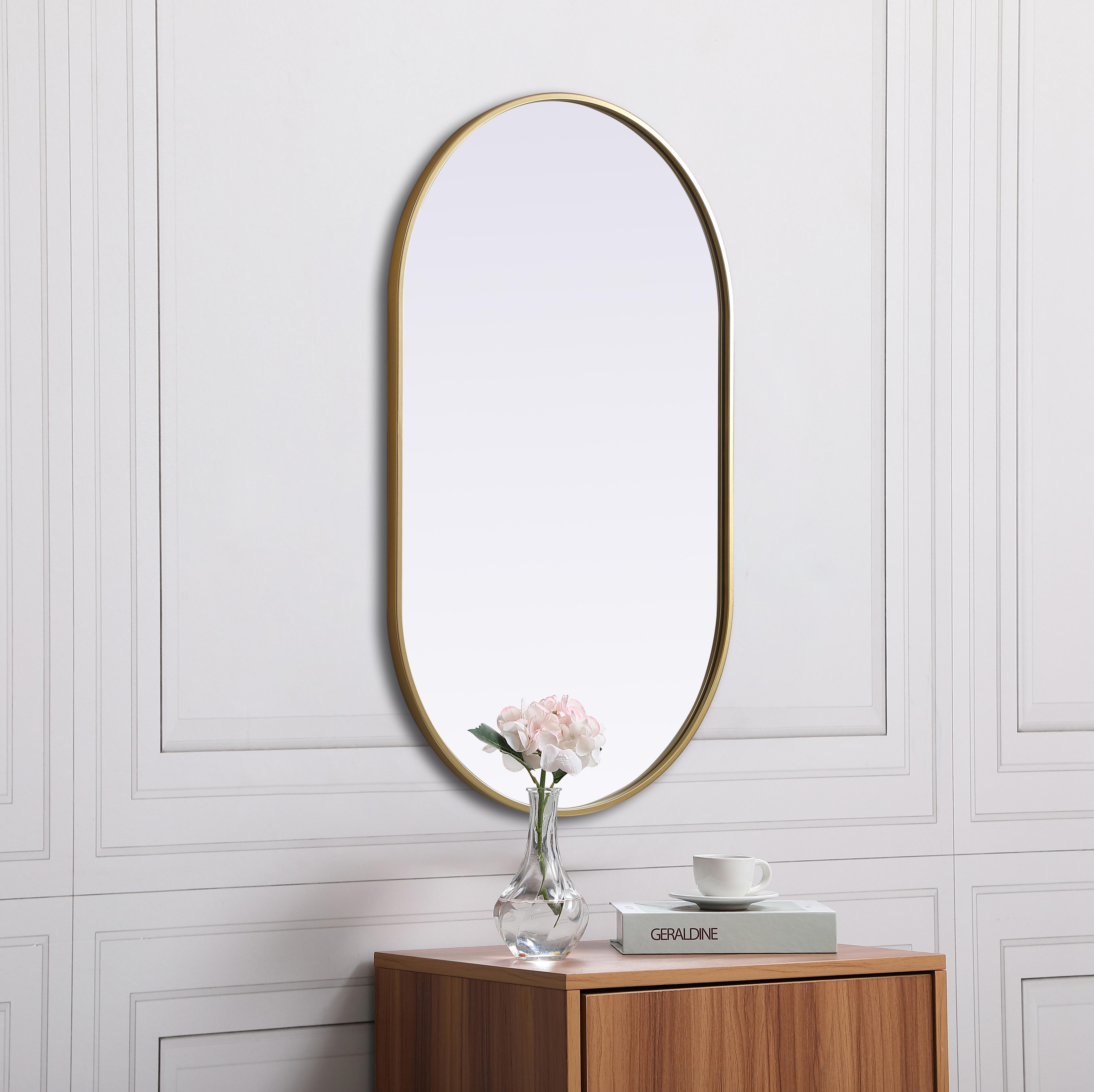 Asha Pill-Shaped Wall Mirror in Brass - Image 5