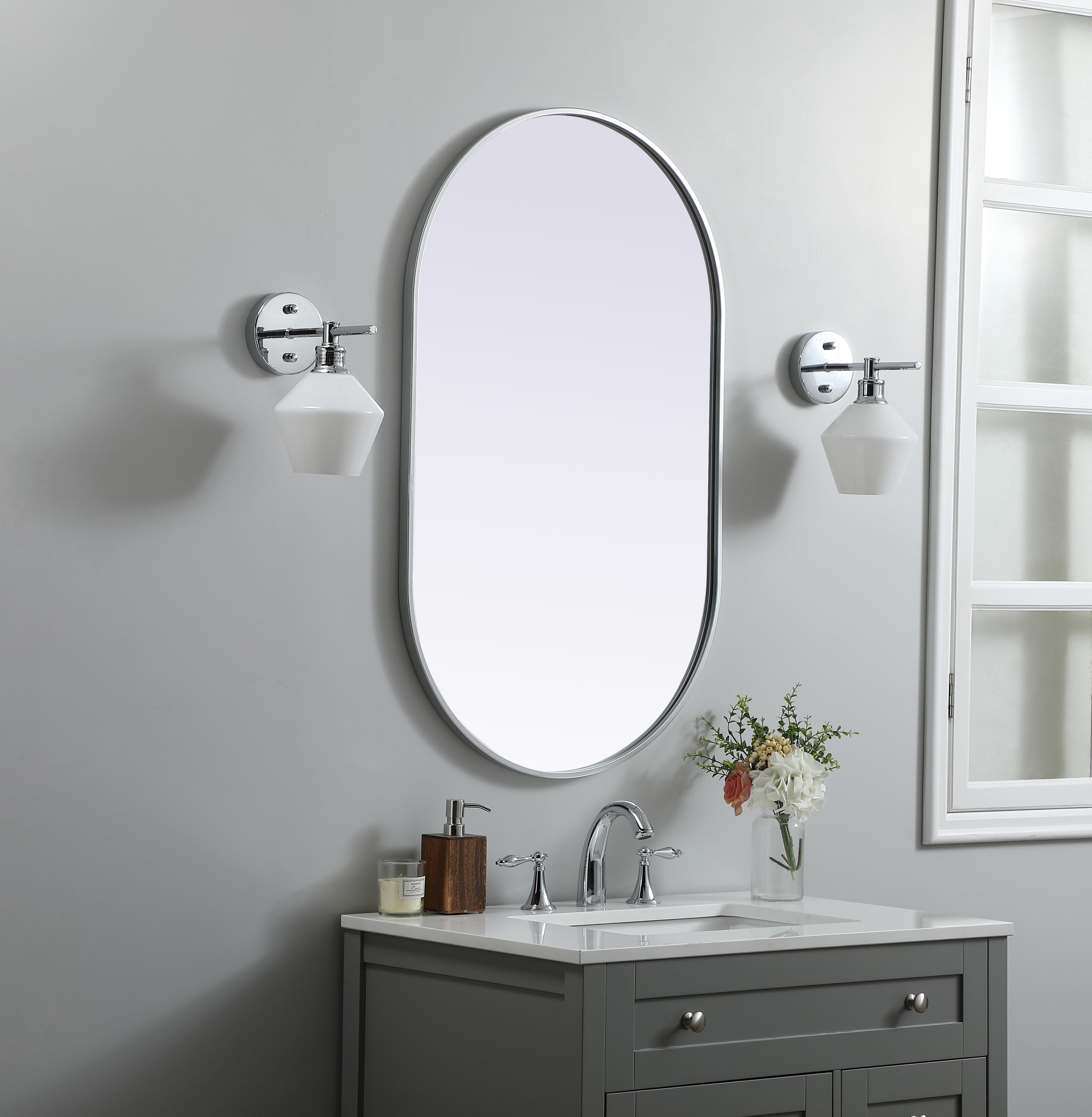 Asha Pill-Shaped Wall Mirror in Silver - Image 3