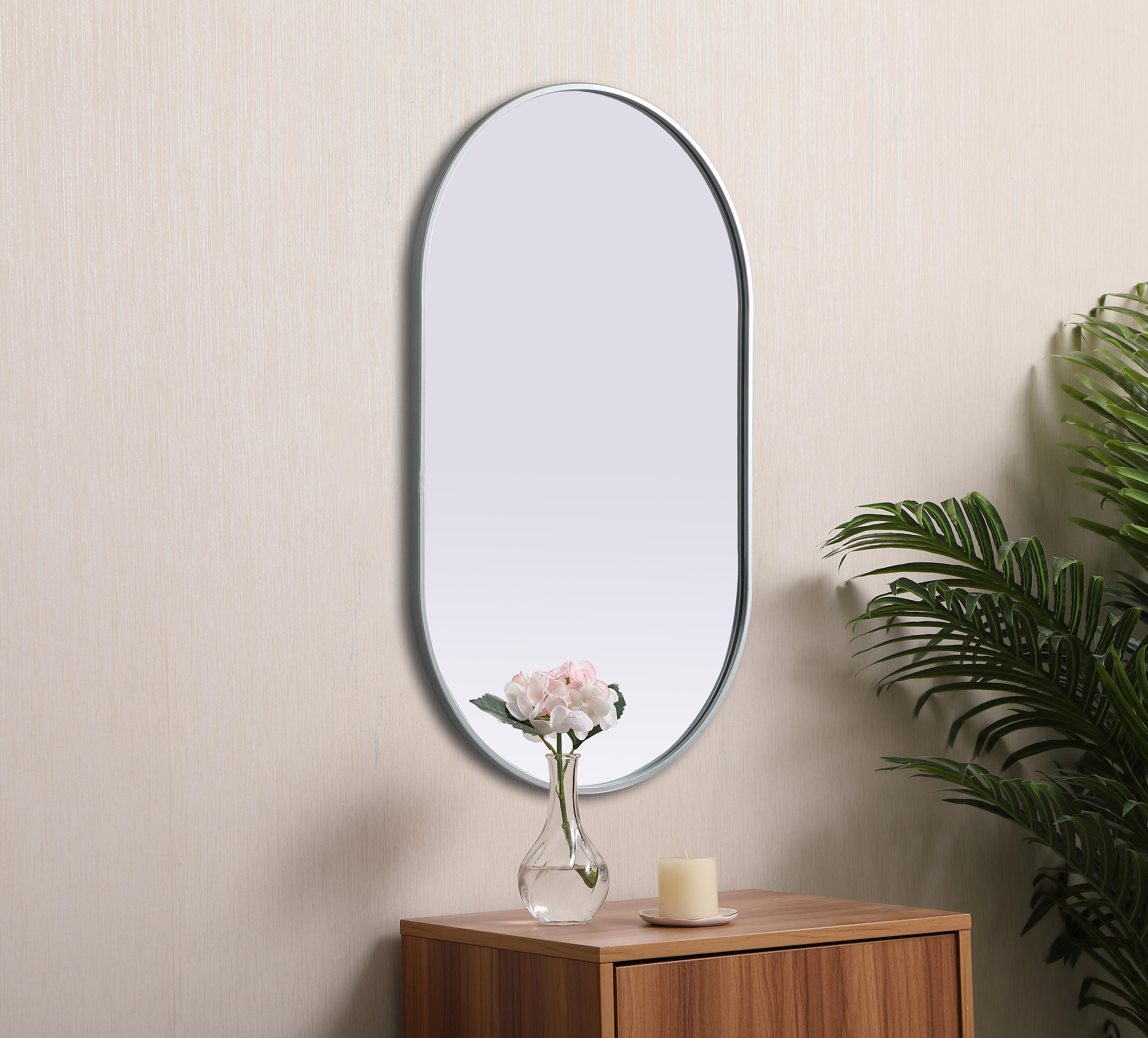Asha Pill-Shaped Wall Mirror in Silver - Image 5