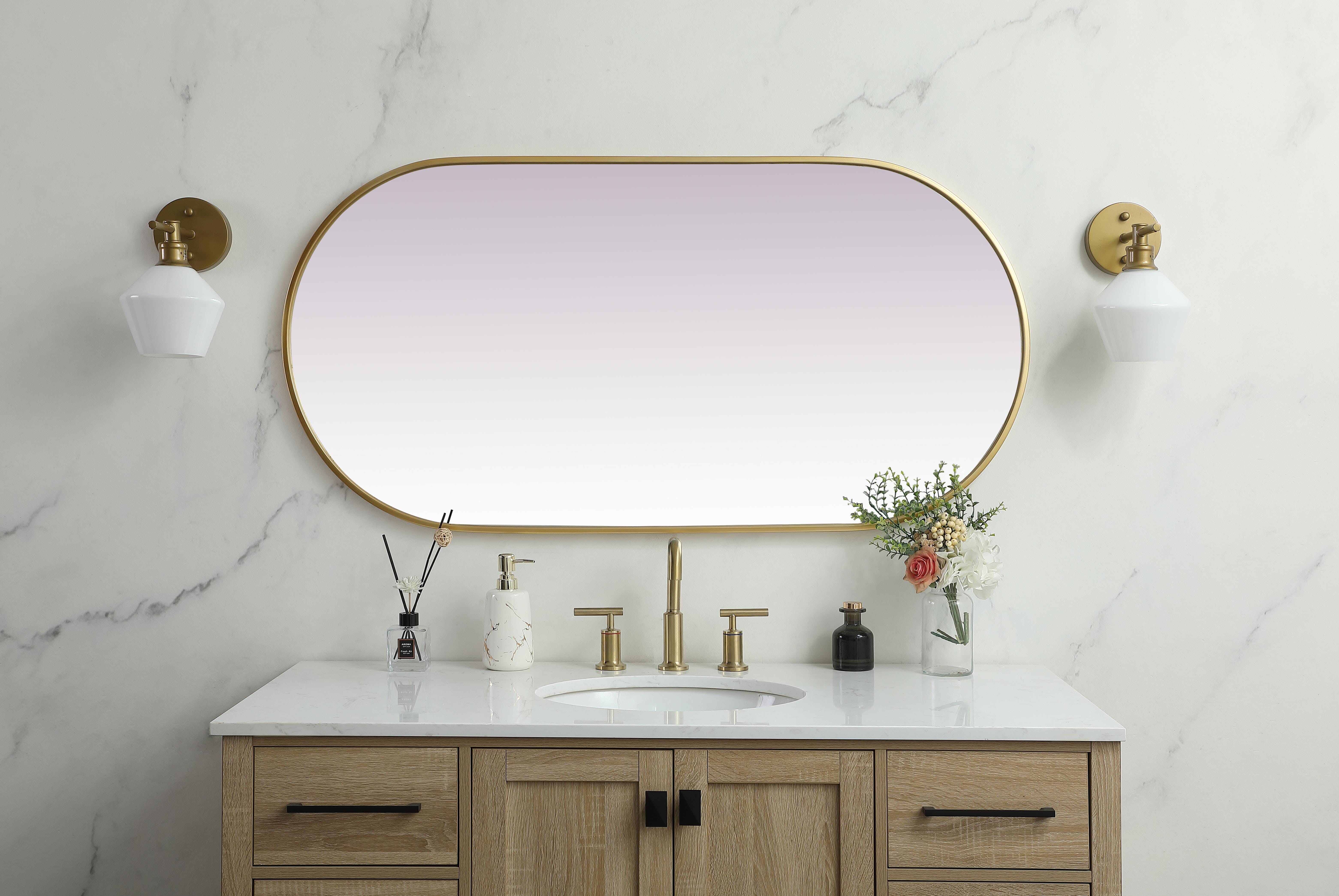 Asha Pill-Shaped Wall Mirror in Brass - Image 4