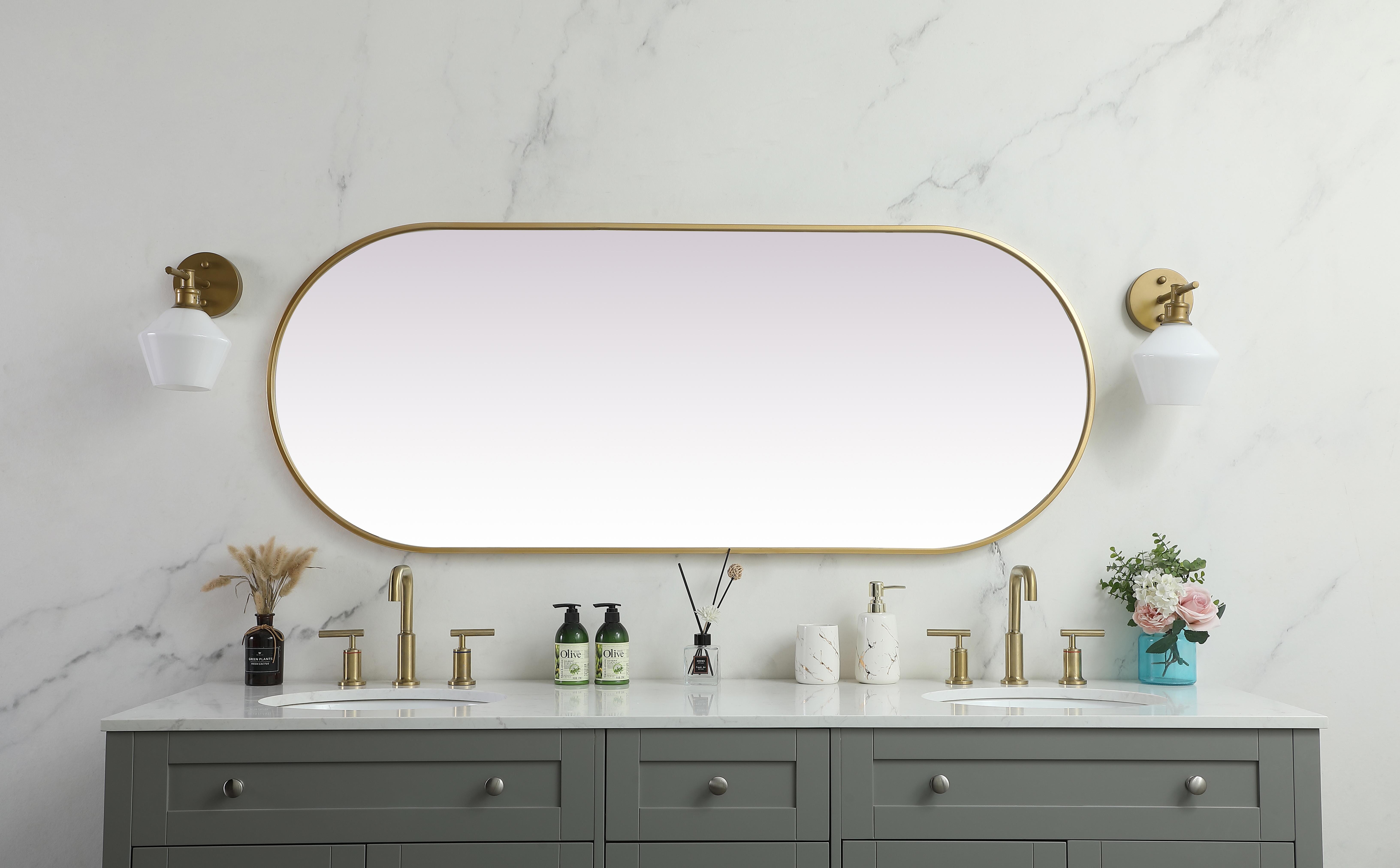 Asha Pill-Shaped Wall Mirror in Brass - Image 4