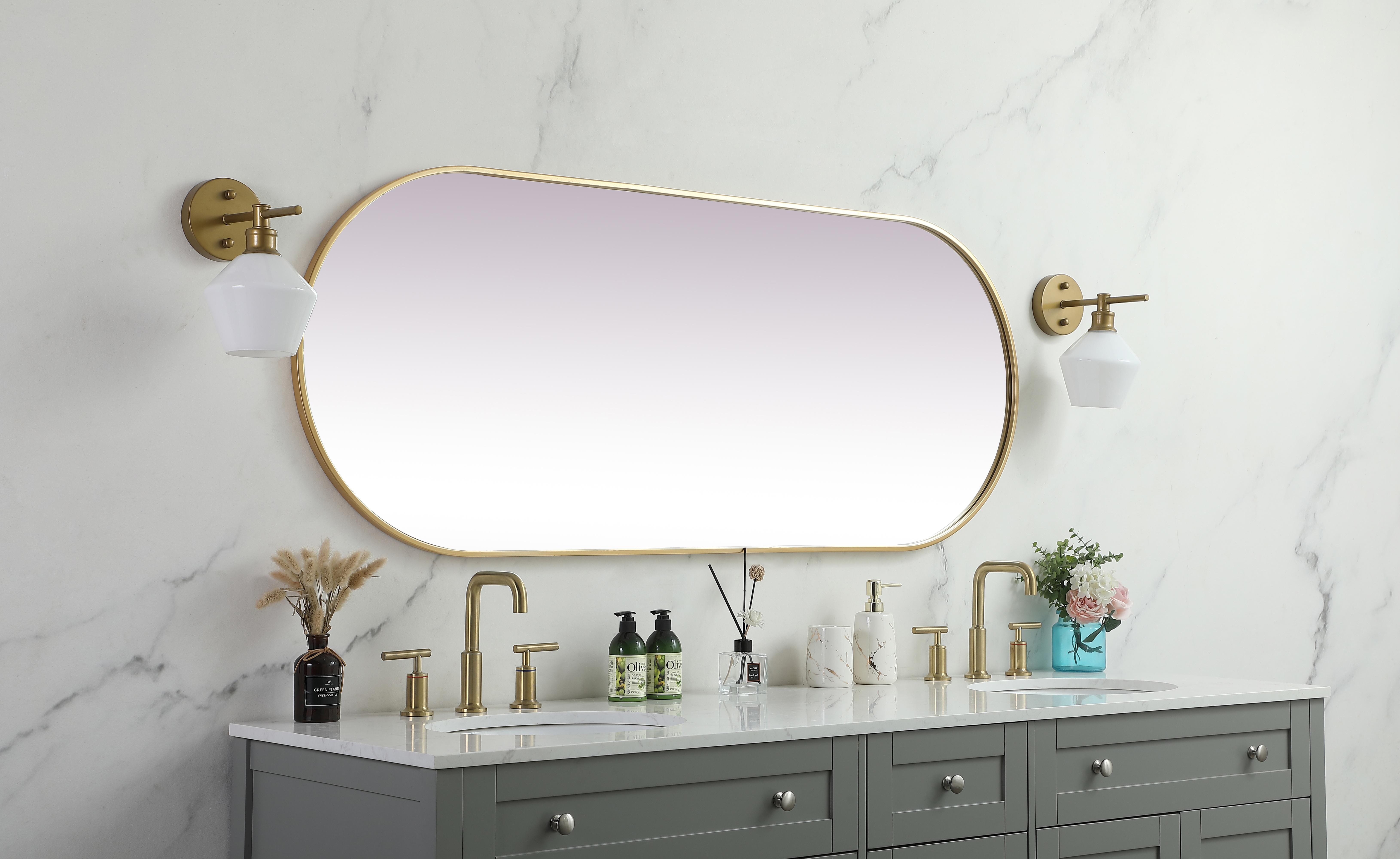 Asha Pill-Shaped Wall Mirror in Brass - Image 5