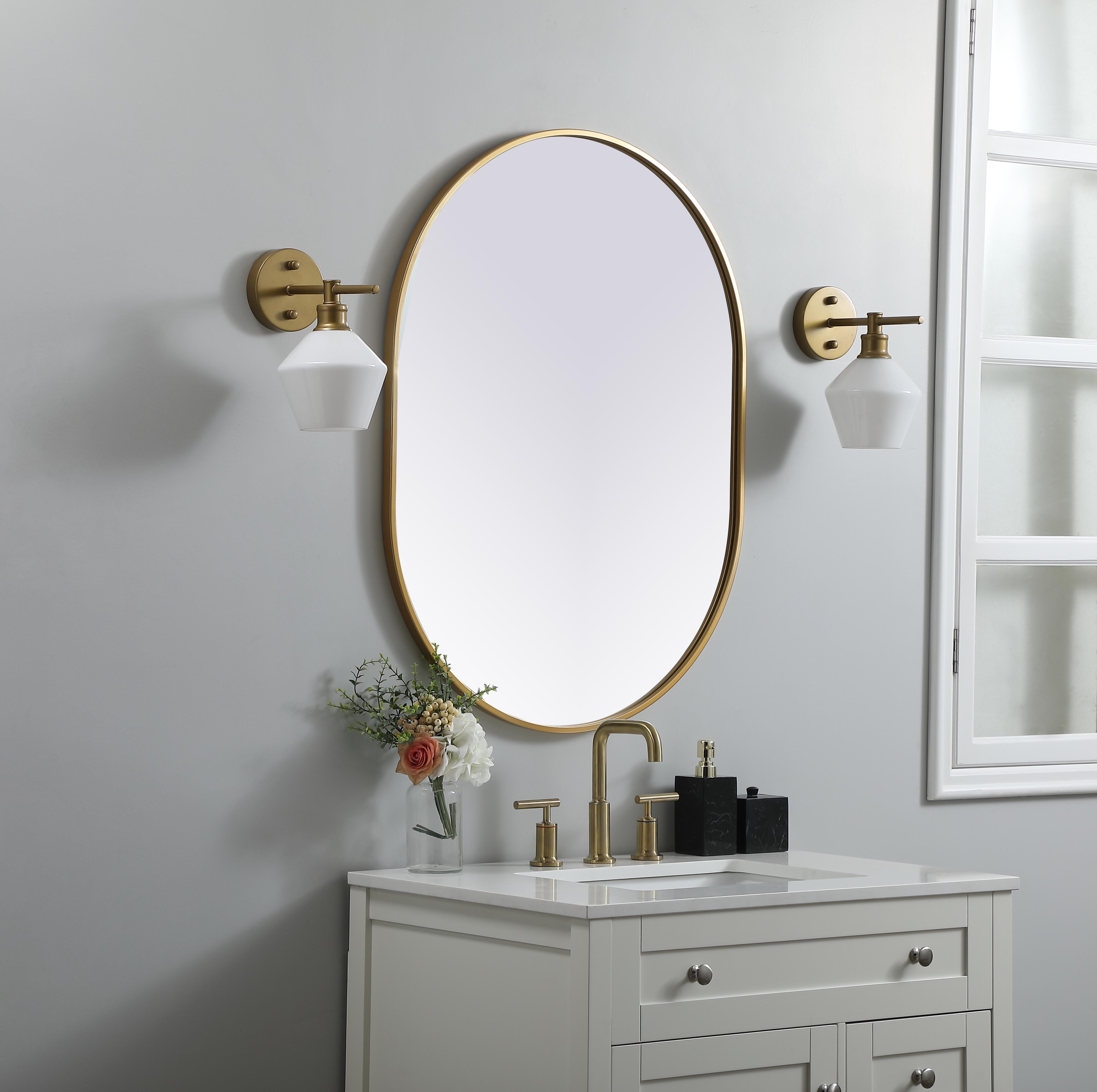 Asha Pill-Shaped Wall Mirror in Brass - Image 3