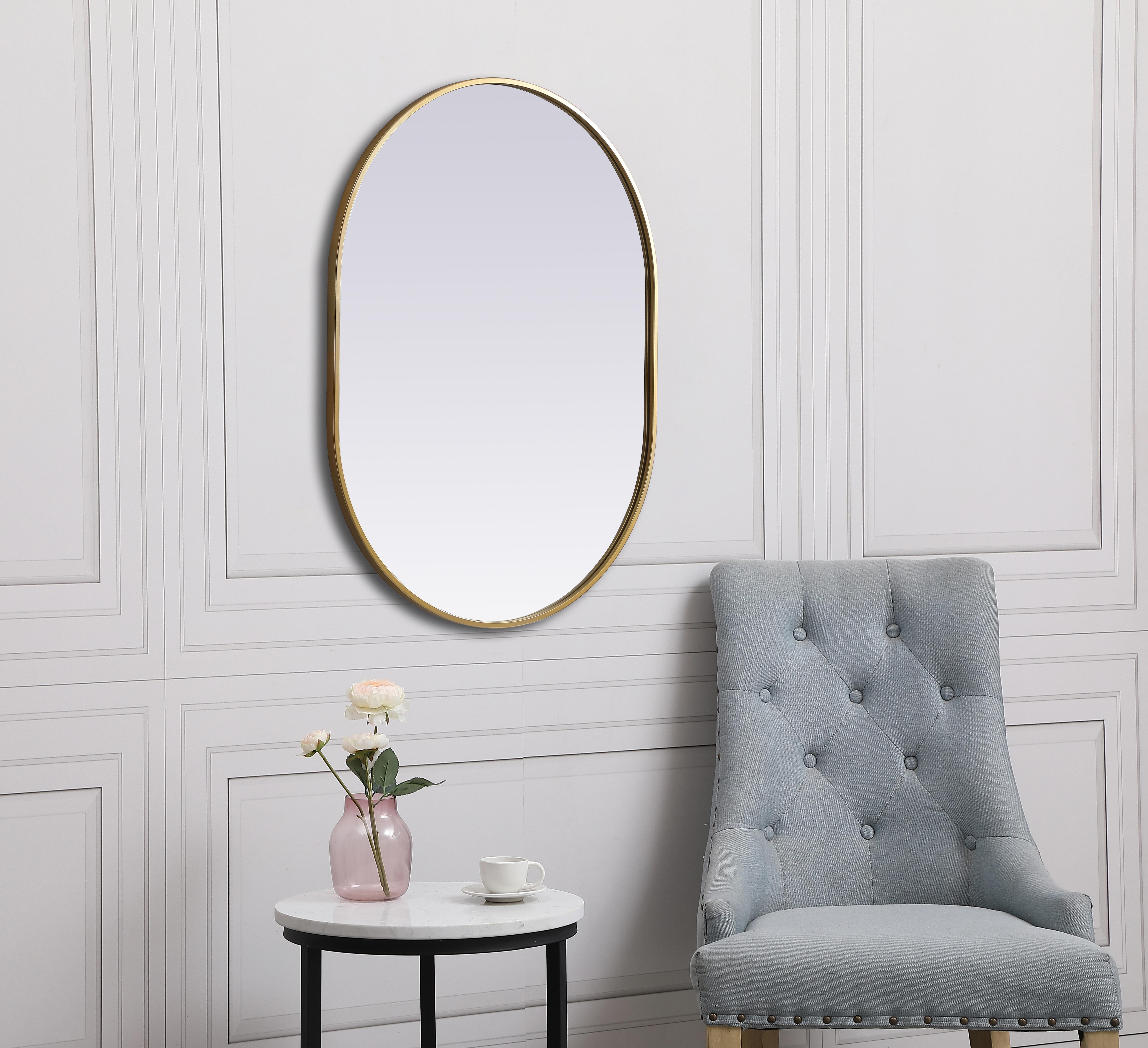 Asha Pill-Shaped Wall Mirror in Brass - Image 5