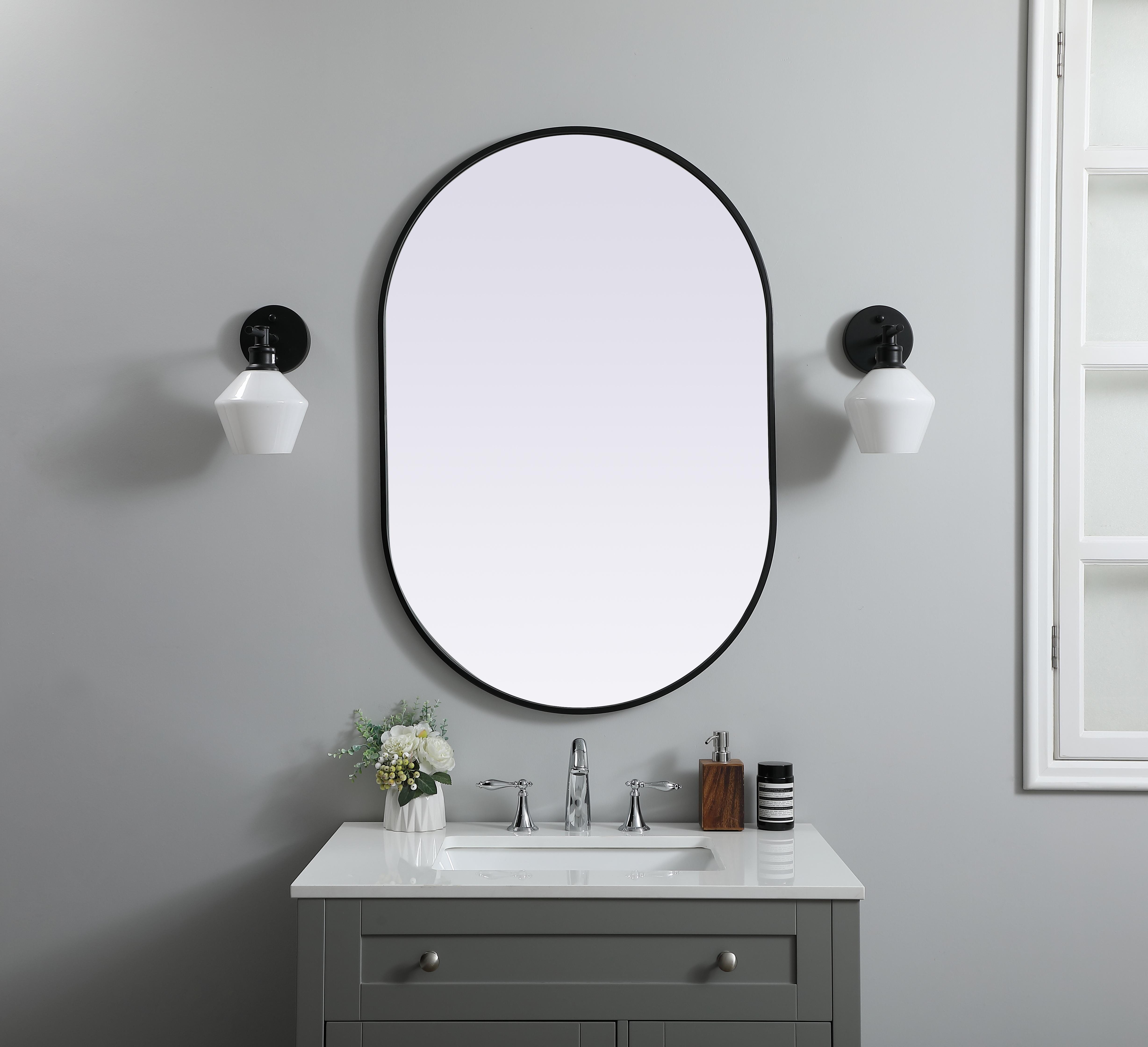 Specification Sheet
Dimensions
Length: 40"
Width: 27"
Height: 40"
Depth: 1"
Specifications
Assembly Required: NO
Distressed Finish: No
Finish (Color): Black
Fixture Material: Iron and MDF
Frameless: NO
Mirror Frame Shape: Oval
Mirror Hanging Orientation: Vertical and Horizontal
Mirror Mounting: Metal Inset hanger
Mirror Type: Flat
Product Shape: Oval
Product Type: Decorative Mirrors
Product Warranty: 1 year limited
Weight: 17.21
Wire Included: No
Shipment type: small parcel
US Shipping Cost: $26.00 - alternate view
