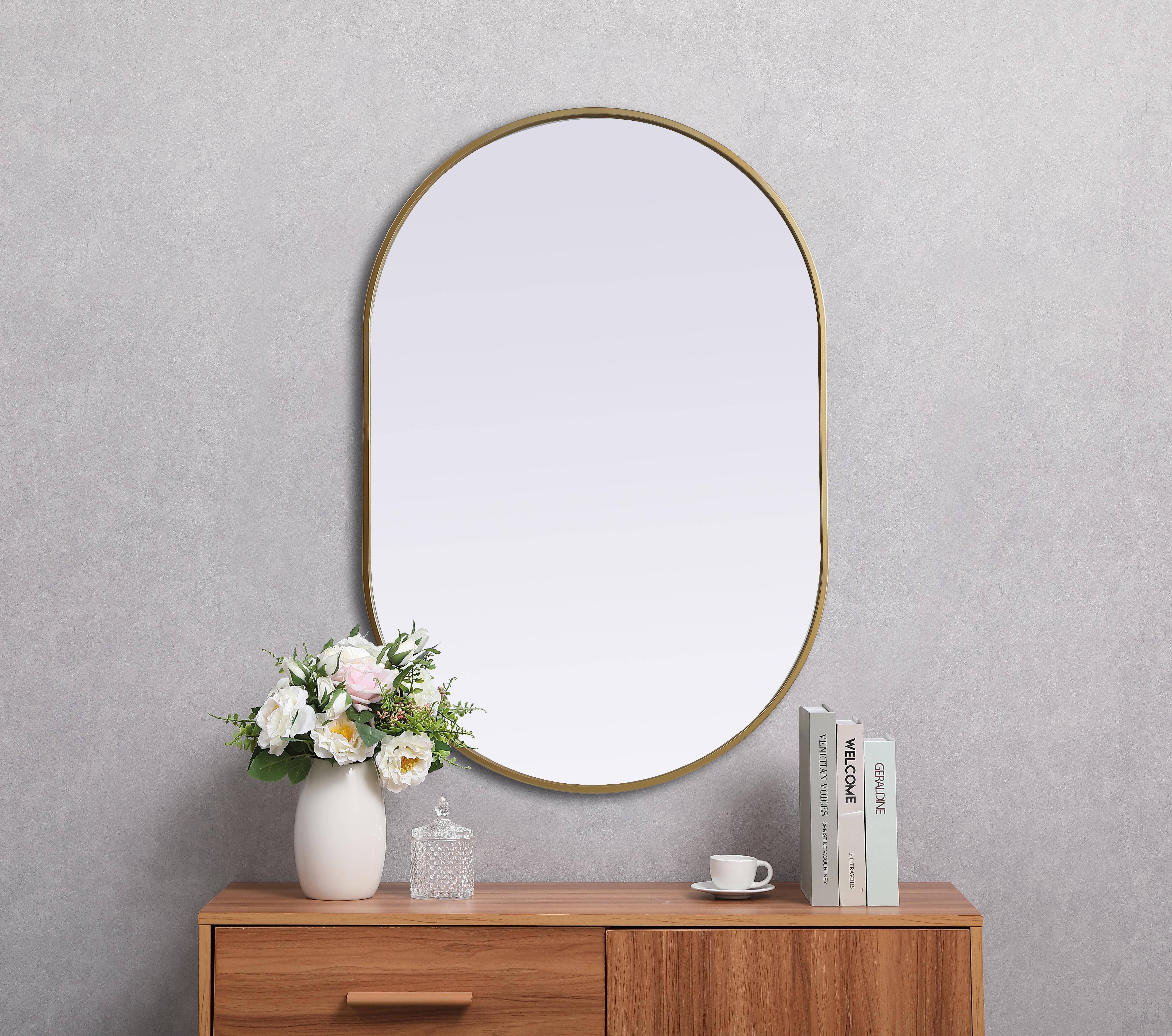 Asha Pill-Shaped Wall Mirror in Brass - Image 4