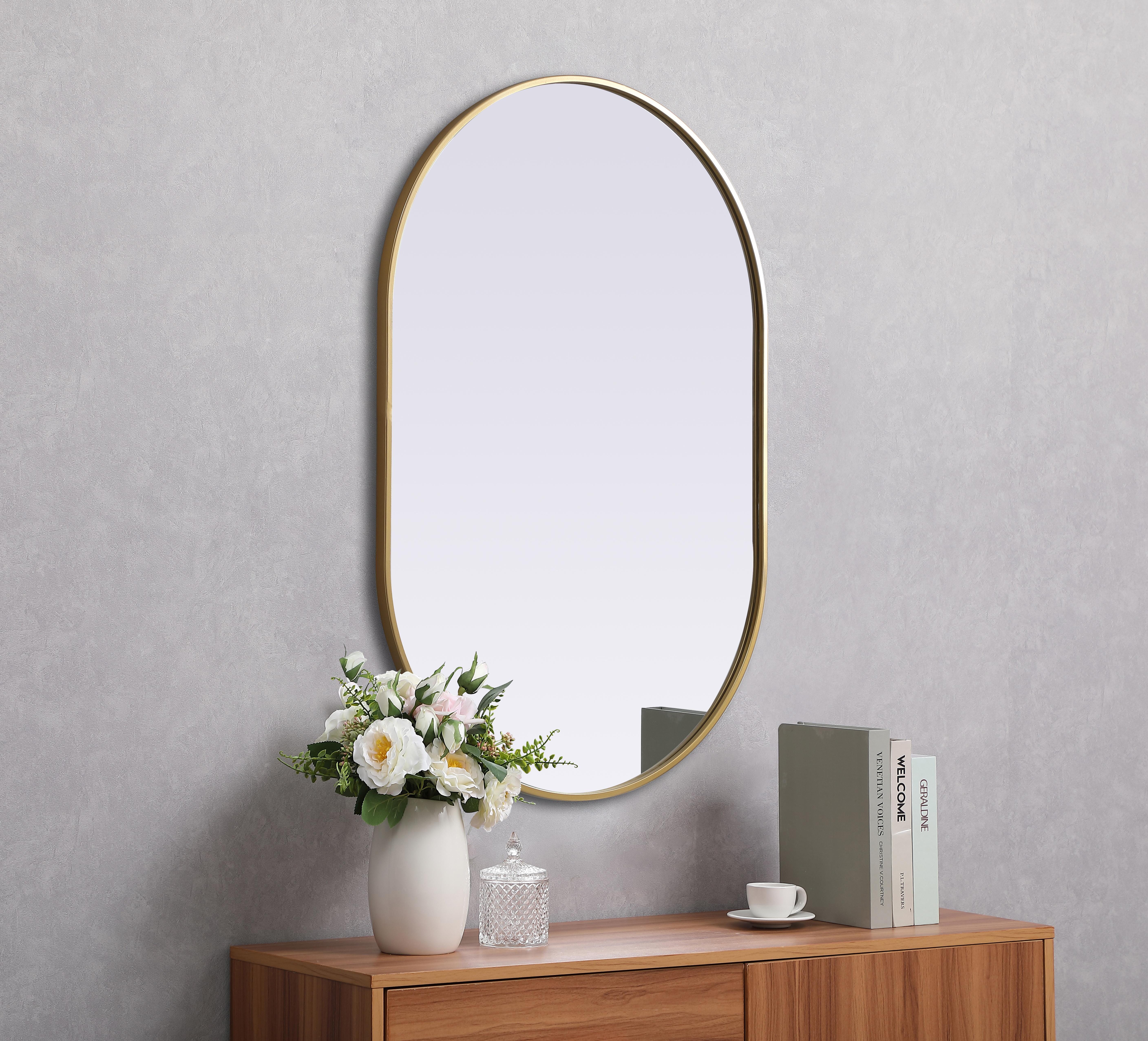 Asha Pill-Shaped Wall Mirror in Brass - Image 5