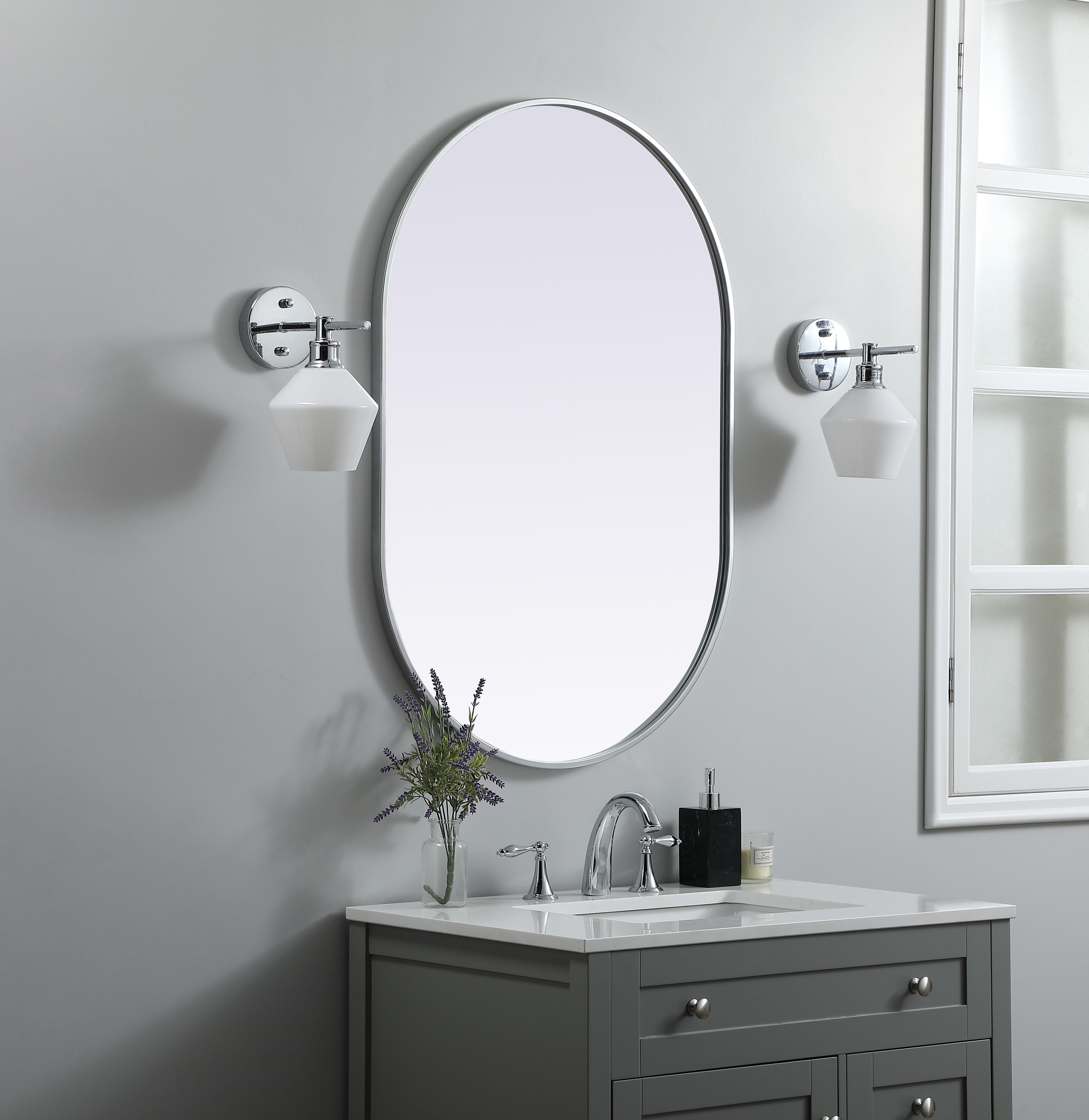 Asha Pill-Shaped Wall Mirror in Silver - Image 3