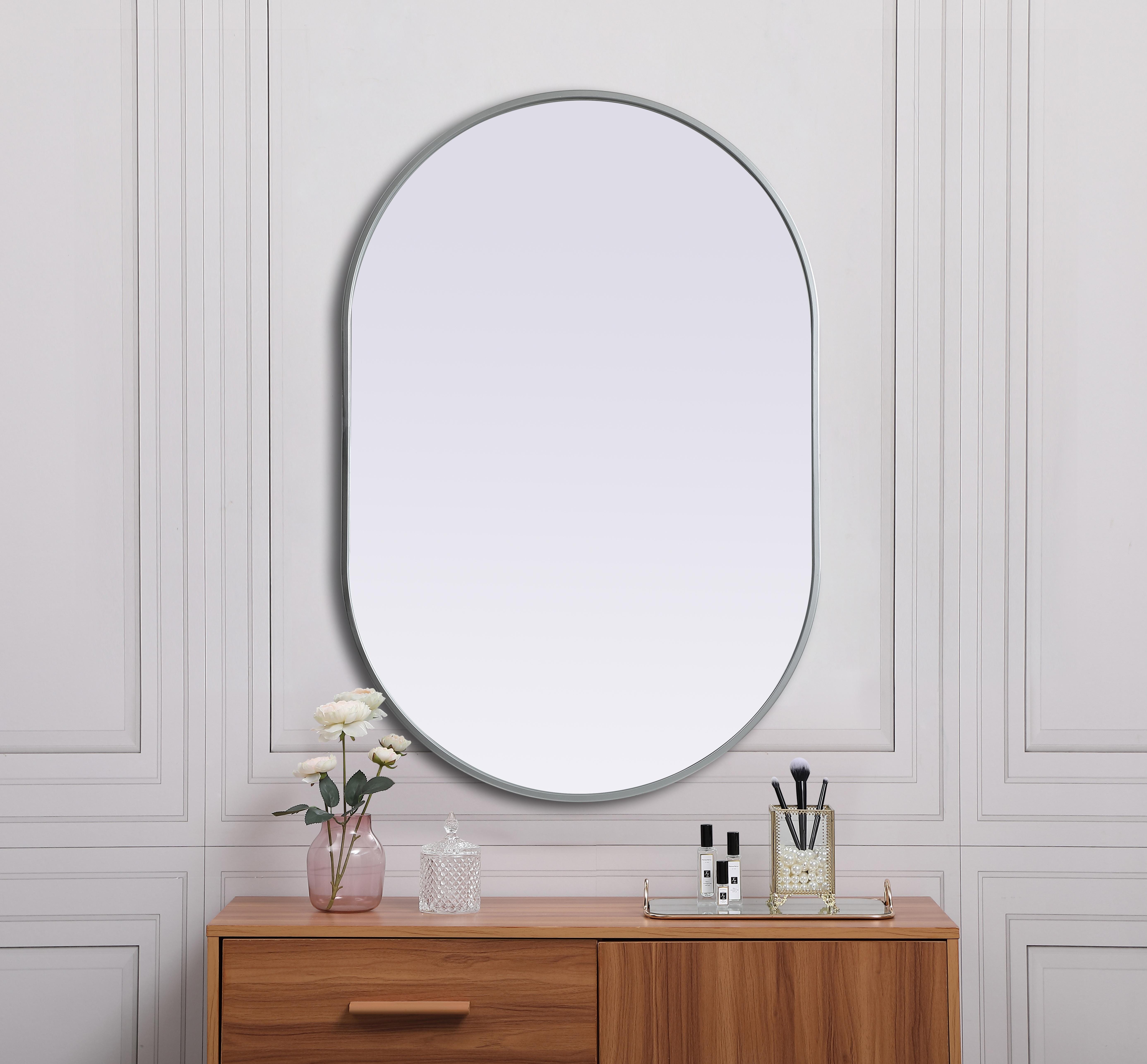 Asha Pill-Shaped Wall Mirror in Silver - Image 4