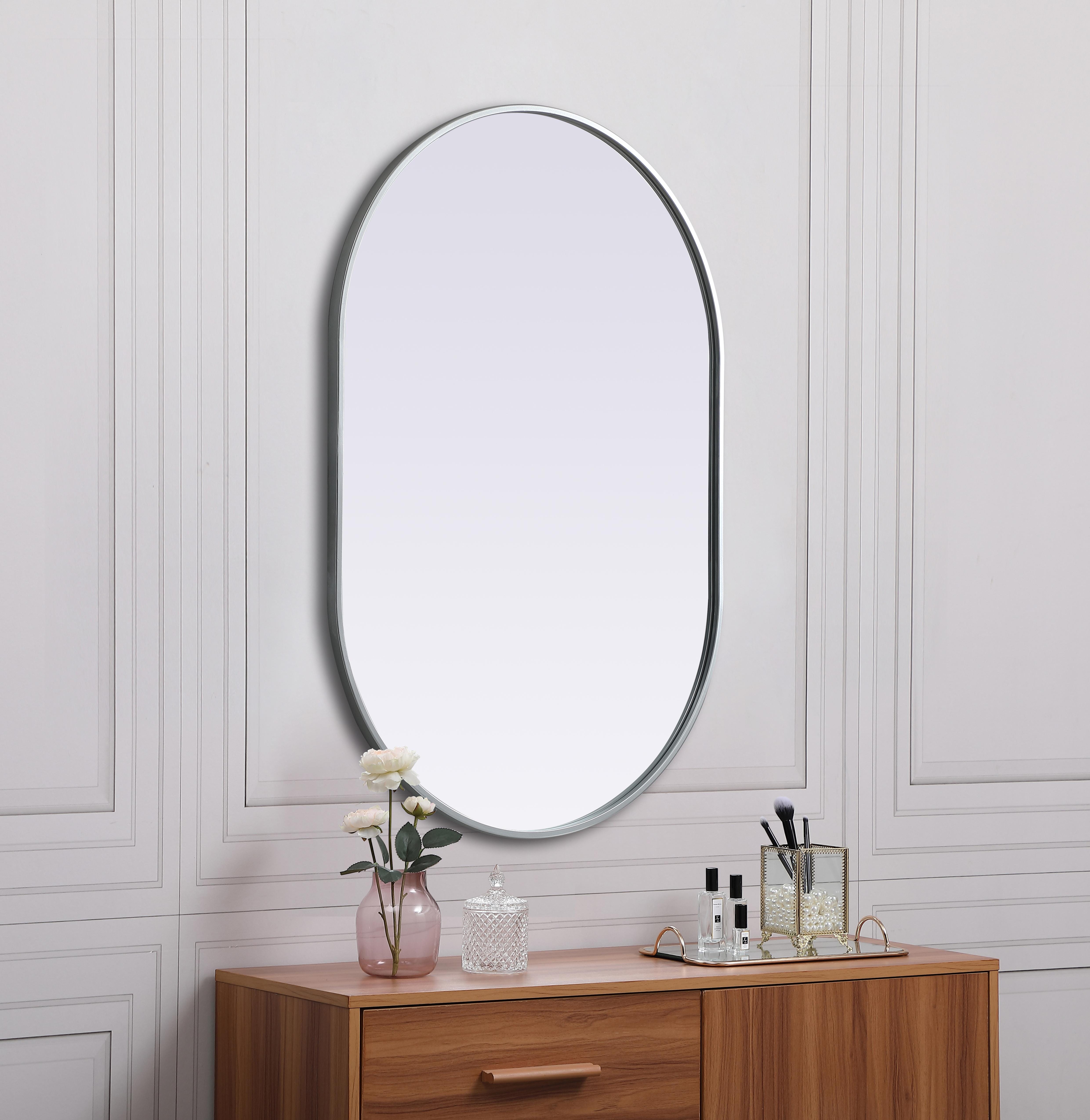 Asha Pill-Shaped Wall Mirror in Silver - Image 5