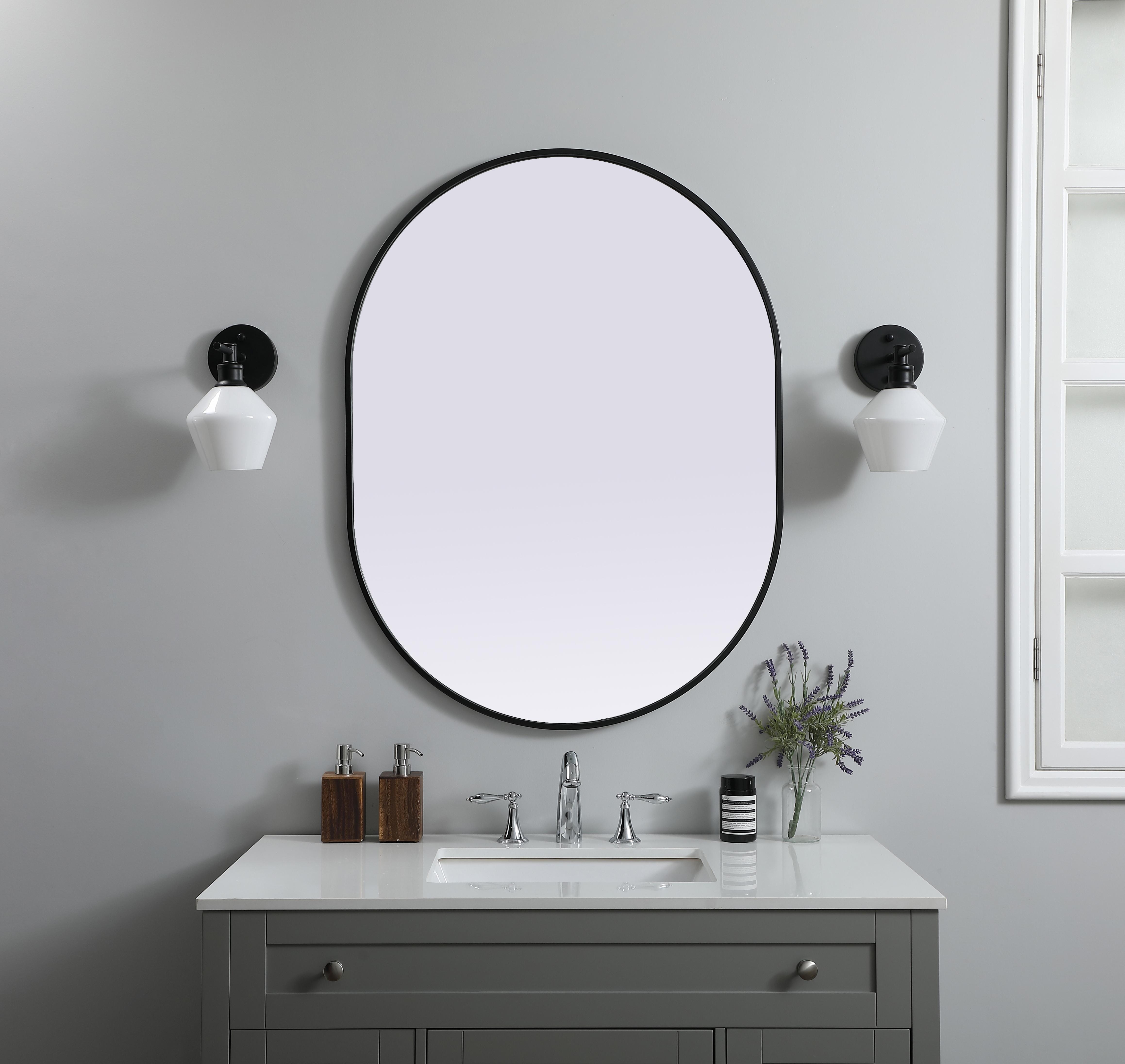 Specification Sheet
Dimensions
Length: 40"
Width: 30"
Height: 40"
Depth: 1"
Specifications
Assembly Required: NO
Distressed Finish: No
Finish (Color): Black
Fixture Material: Iron and MDF
Frameless: NO
Mirror Frame Shape: Oval
Mirror Hanging Orientation: Vertical and Horizontal
Mirror Mounting: Metal Inset hanger
Mirror Type: Flat
Product Shape: Oval
Product Type: Decorative Mirrors
Product Warranty: 1 year limited
Weight: 18.50
Wire Included: No
Shipment type: small parcel
US Shipping Cost: $26.00 - alternate view
