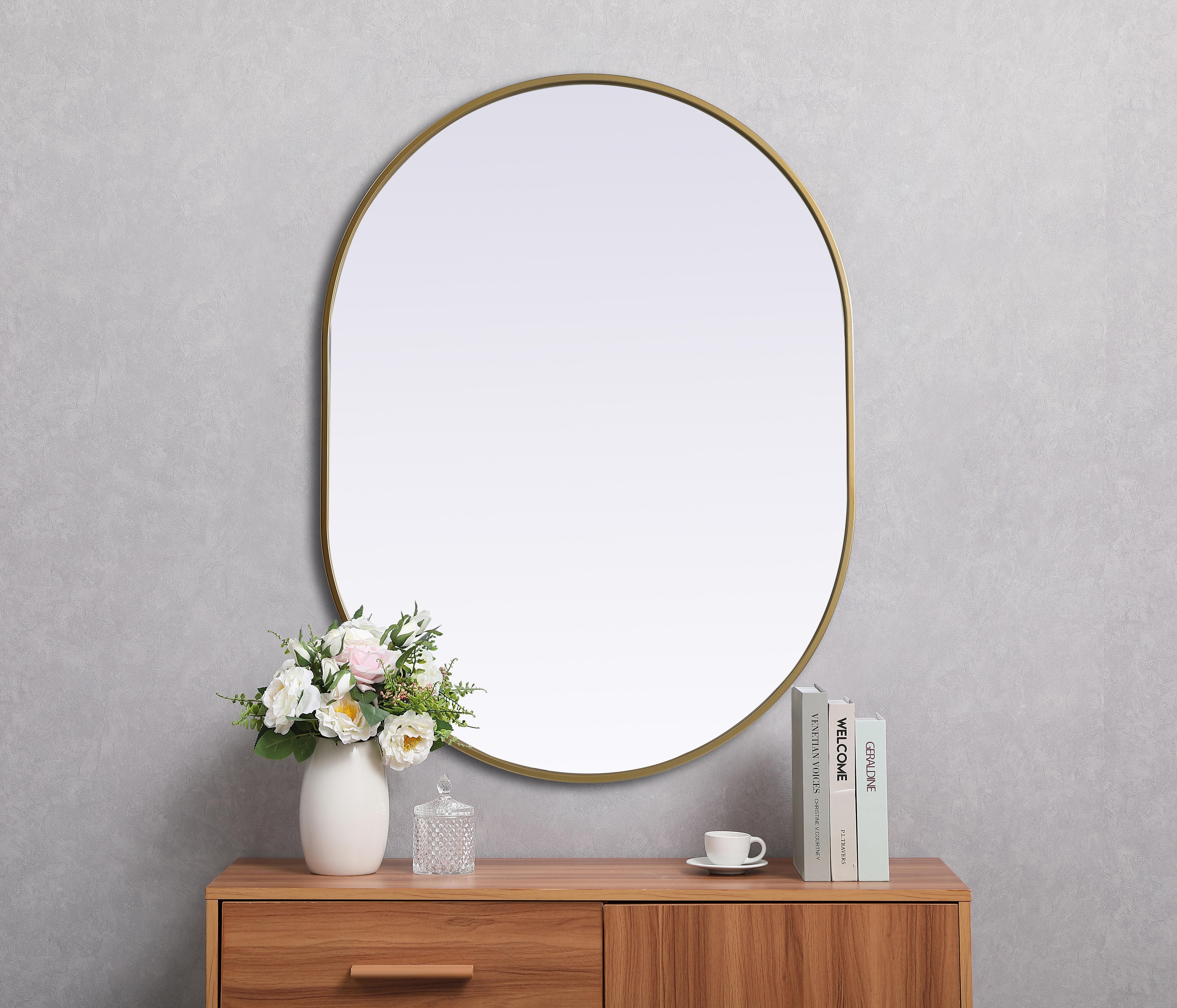 Asha Pill-Shaped Wall Mirror in Brass - Image 4