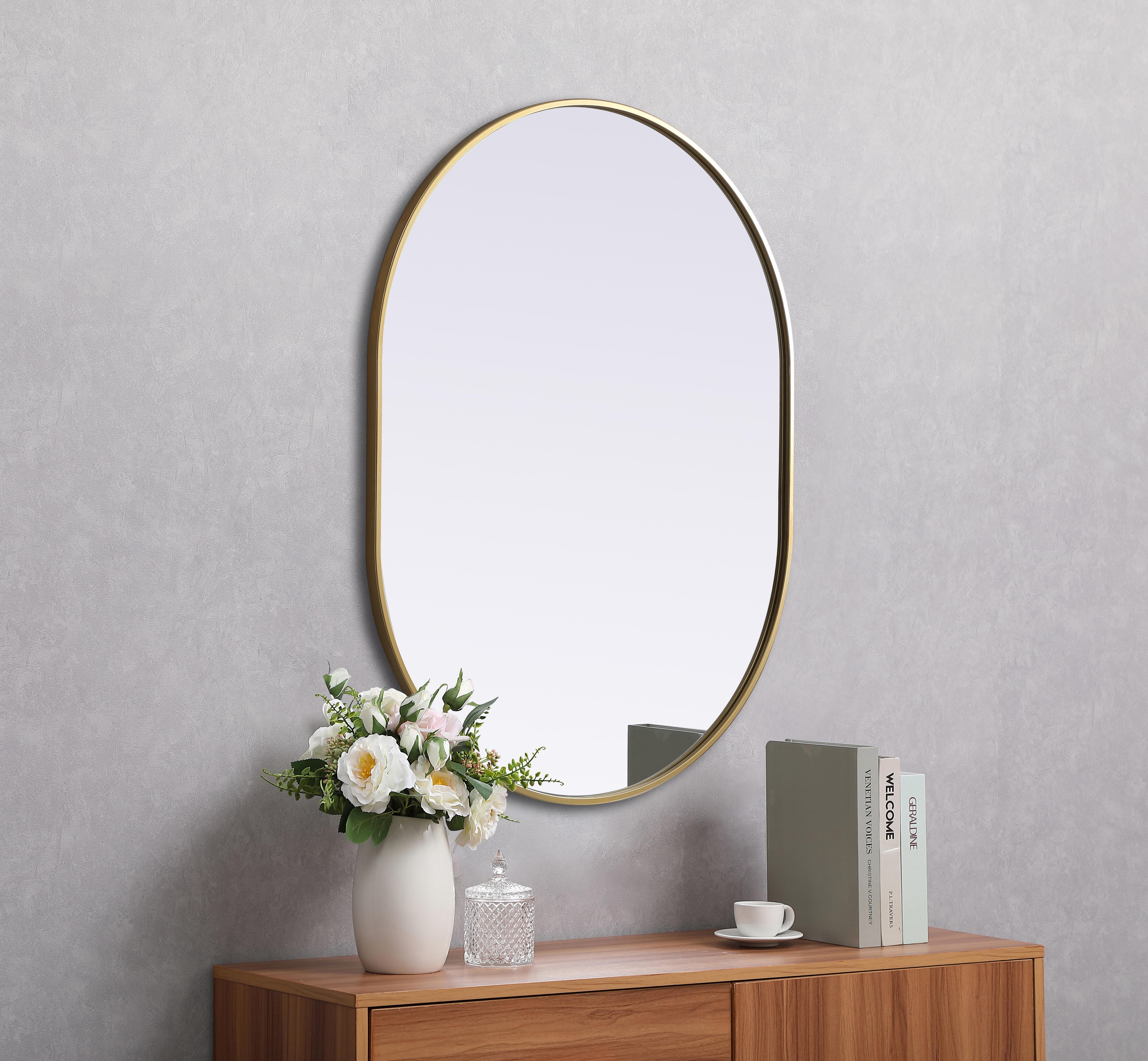 Asha Pill-Shaped Wall Mirror in Brass - Image 5