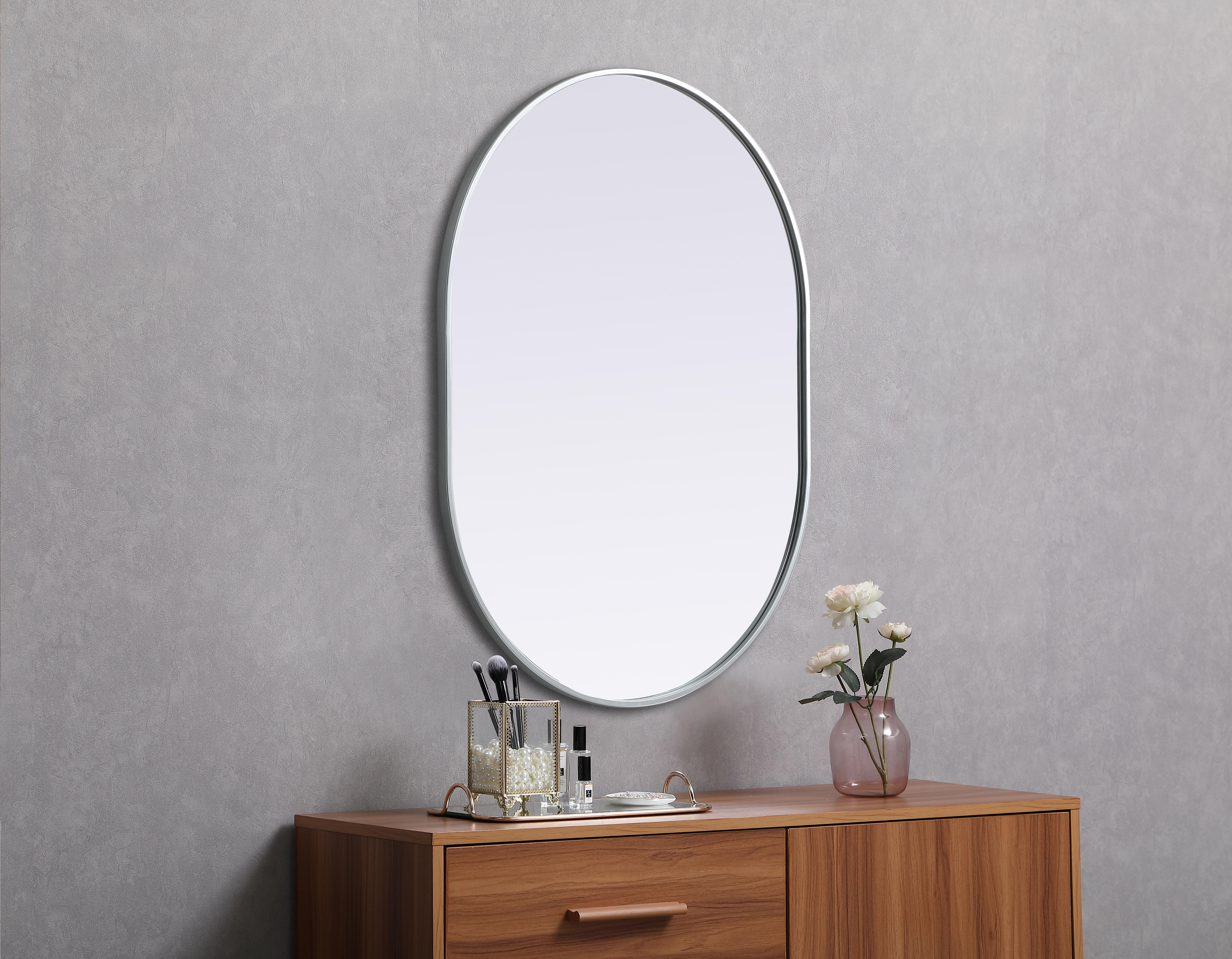 Asha 30" x 40" Pill-Shaped Wall Mirror in Silver - Image 5