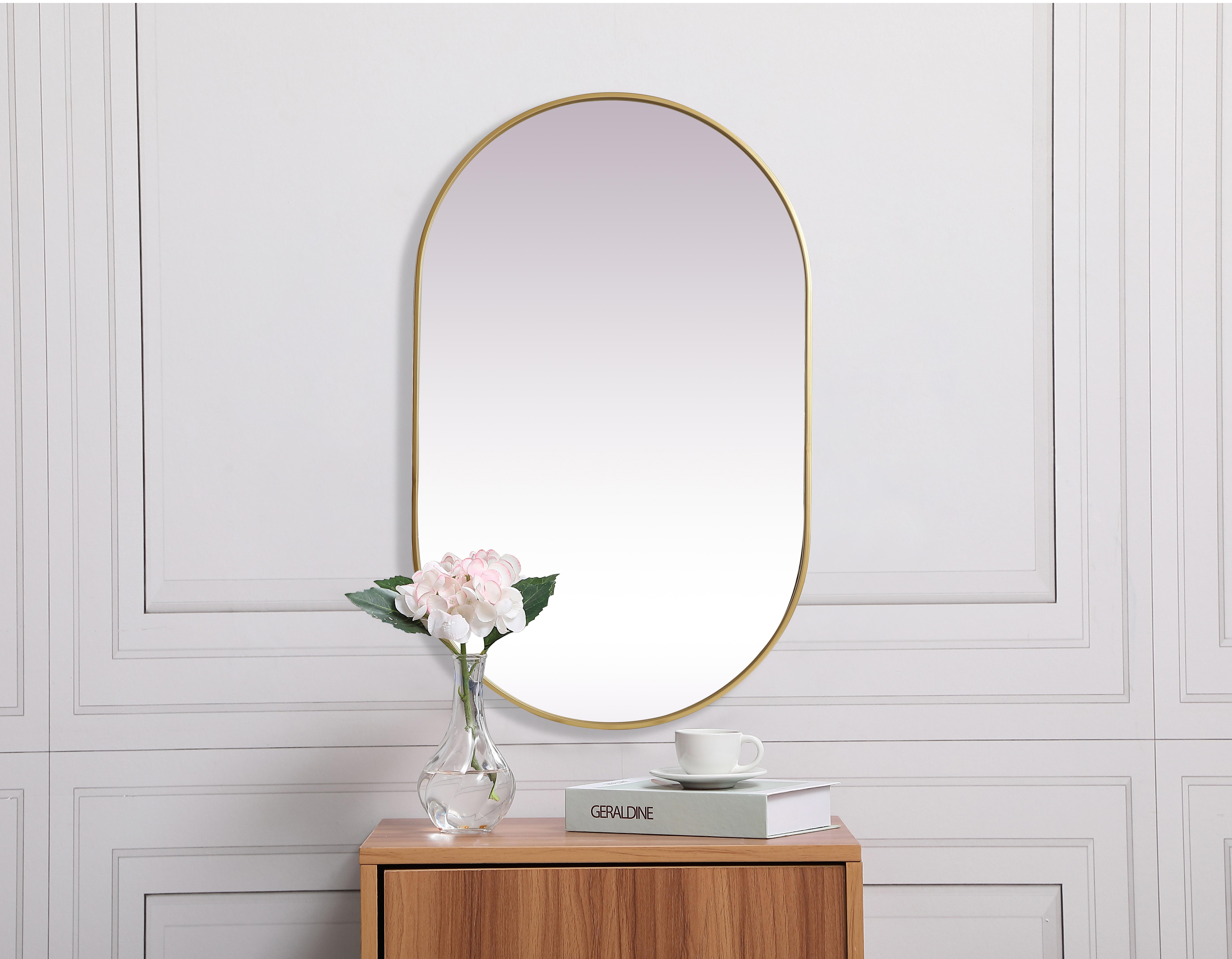 Asha Pill-Shaped Wall Mirror in Brass - Image 4