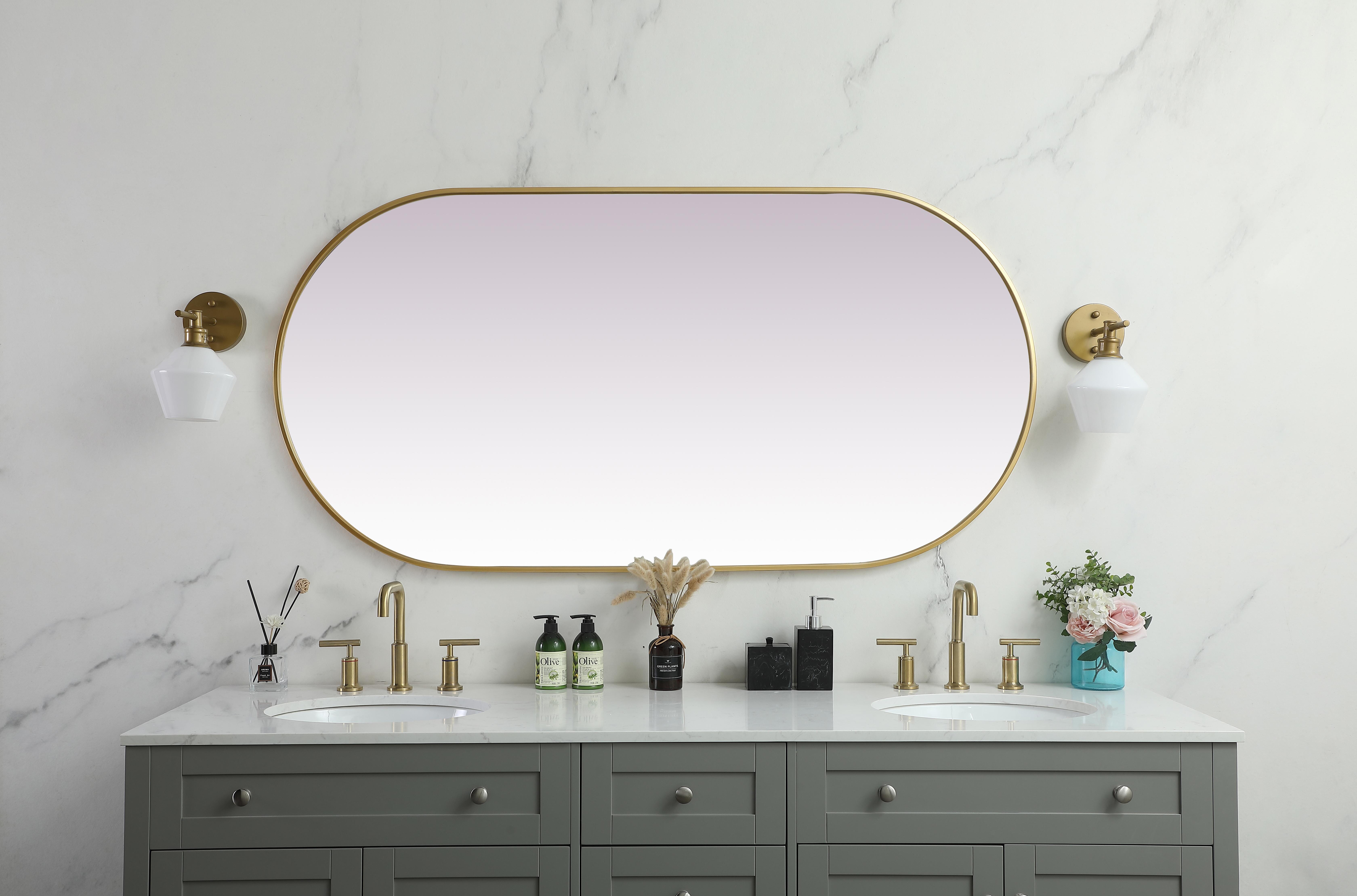 Asha Pill-Shaped Wall Mirror in Brass - Image 4
