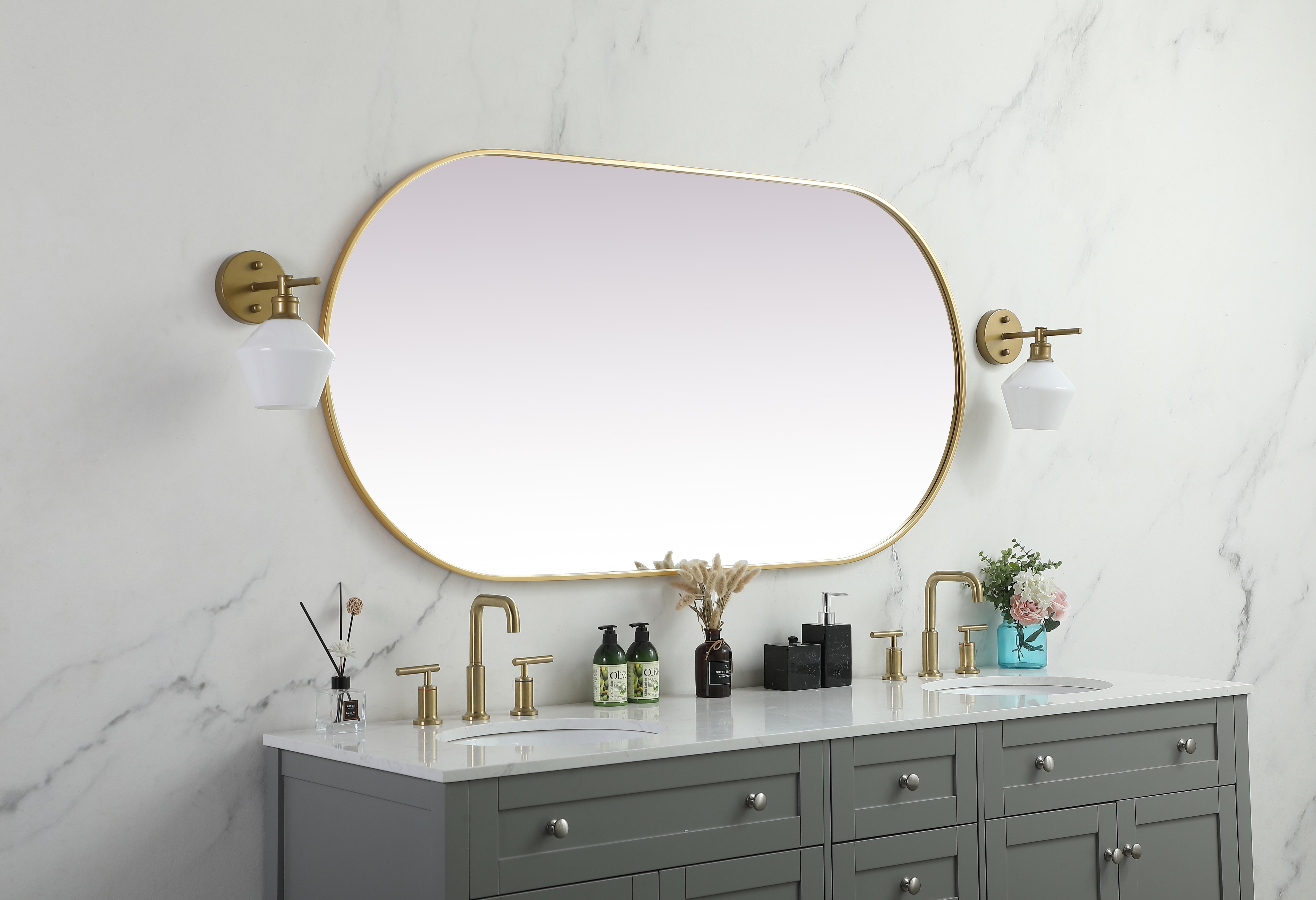 Asha Pill-Shaped Wall Mirror in Brass - Image 5