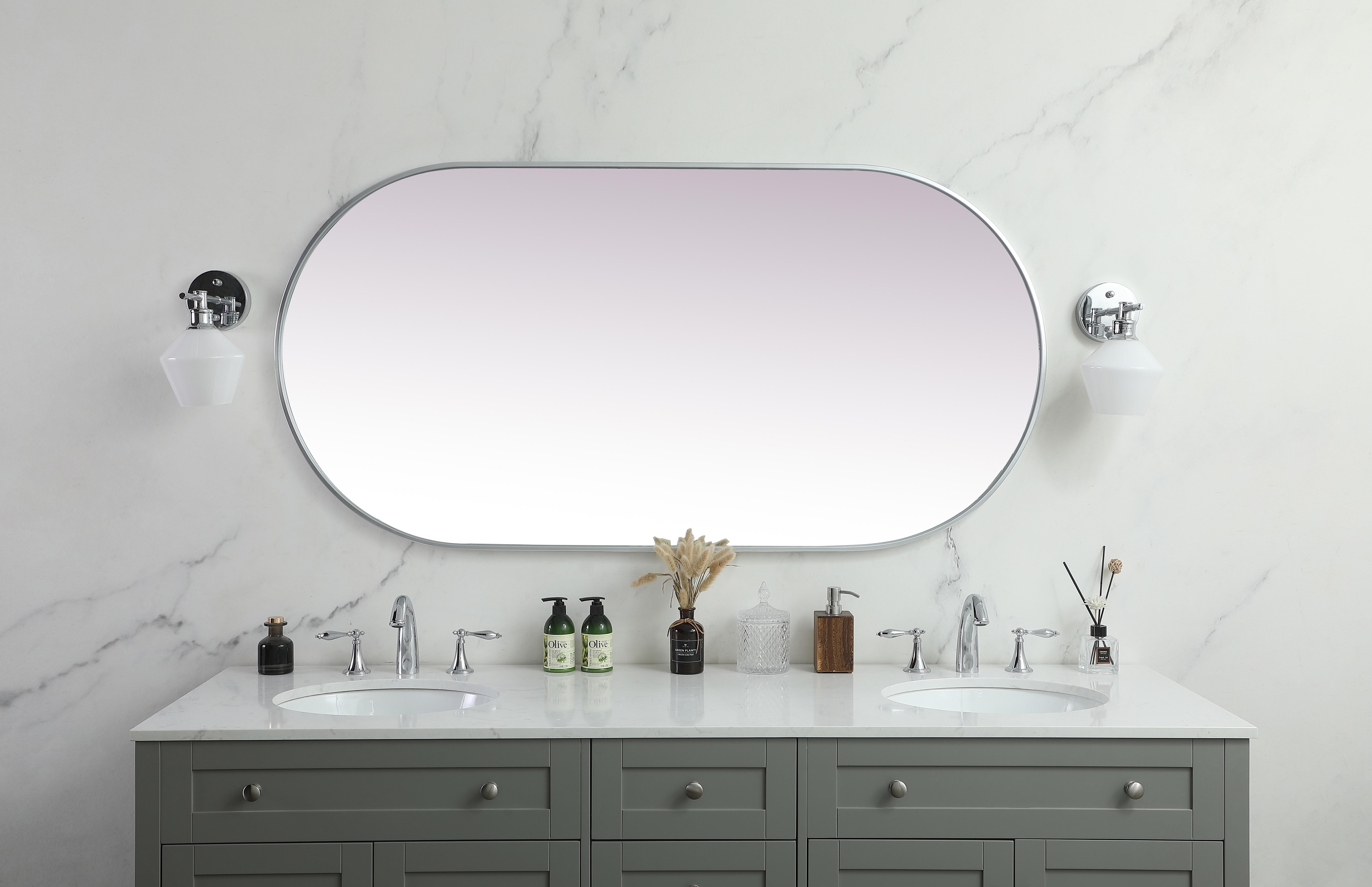 Asha Pill-Shaped Wall Mirror in Silver - Image 4