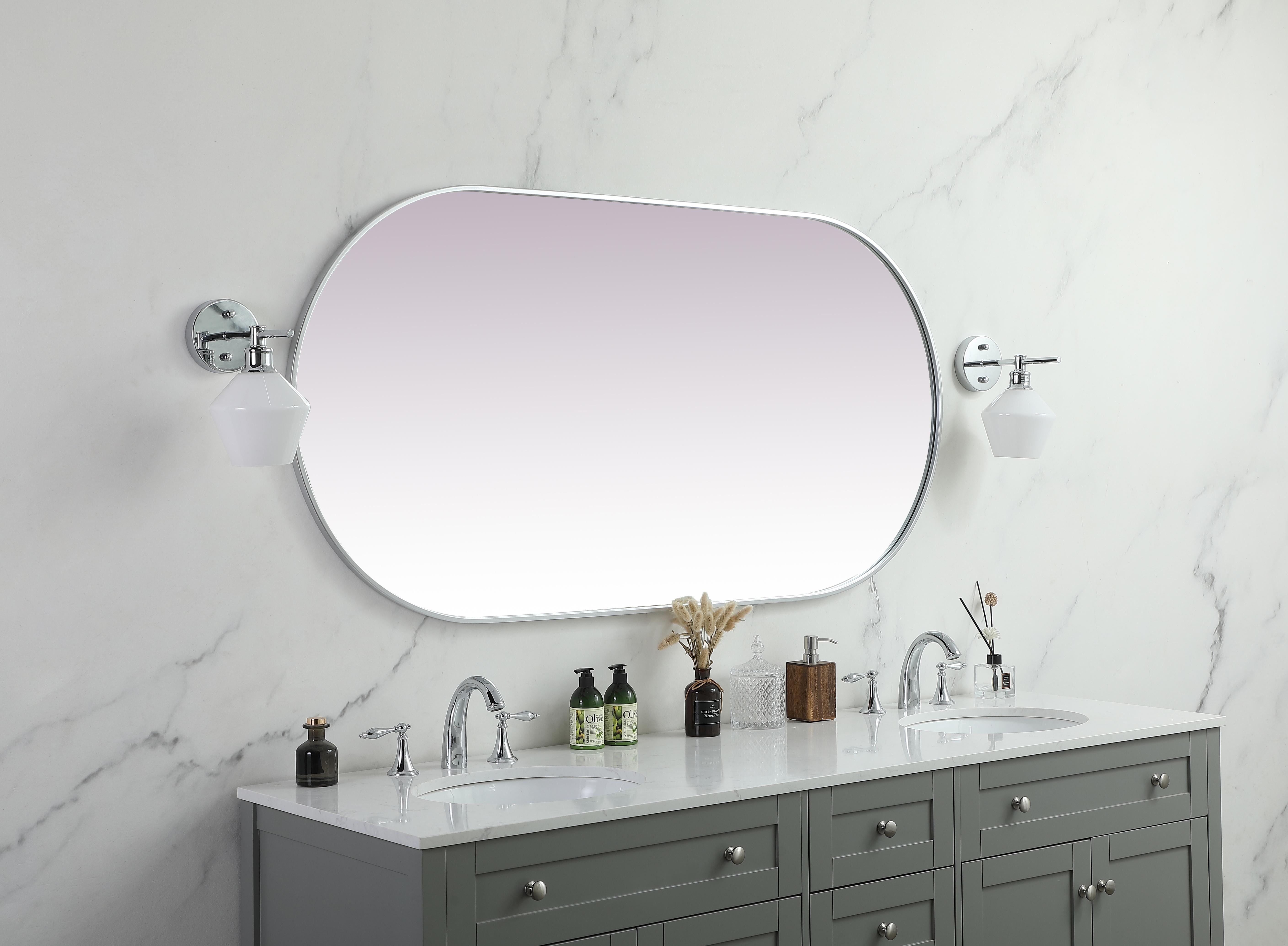 Asha Pill-Shaped Wall Mirror in Silver - Image 5