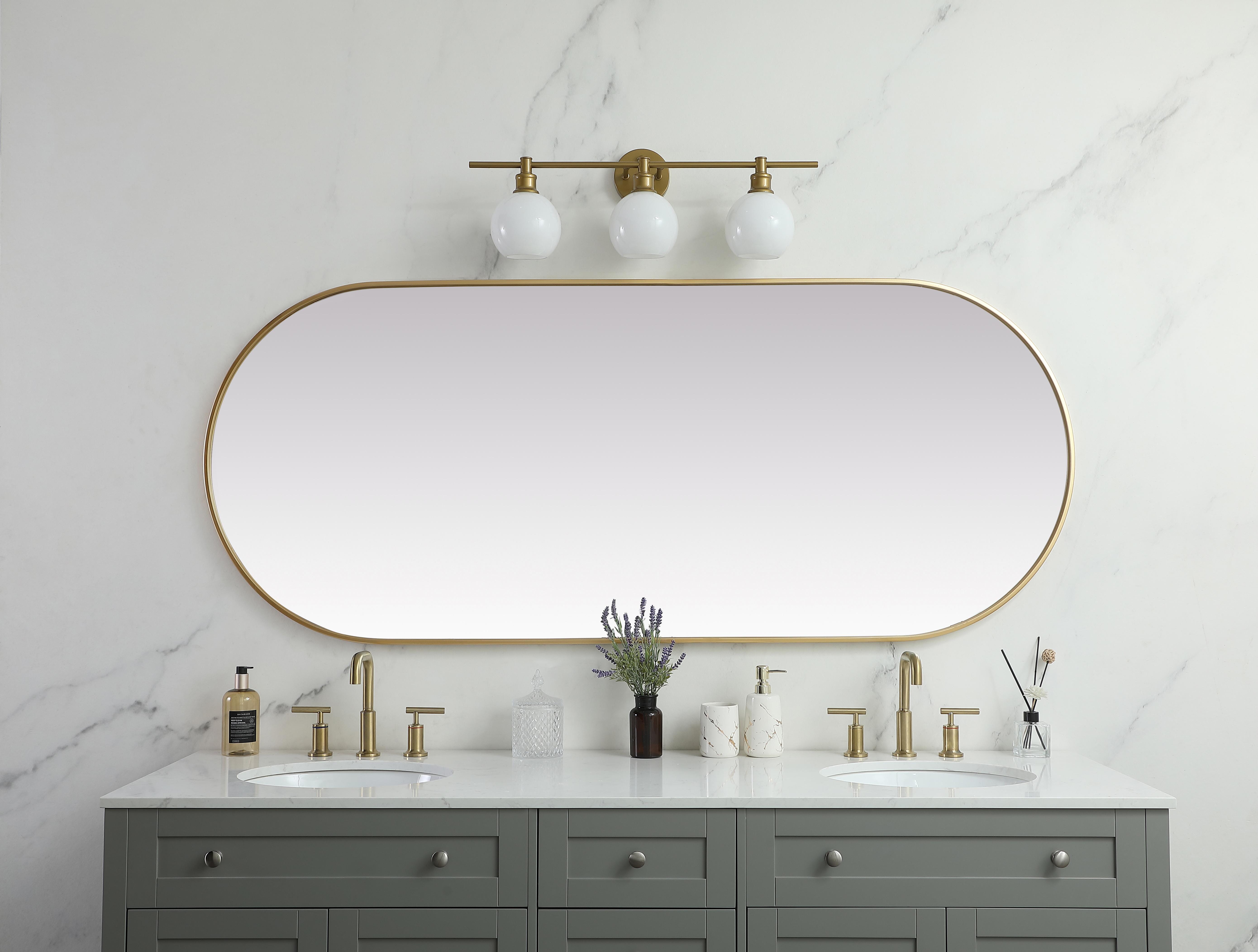Asha Pill-Shaped Wall Mirror in Brass - Image 4