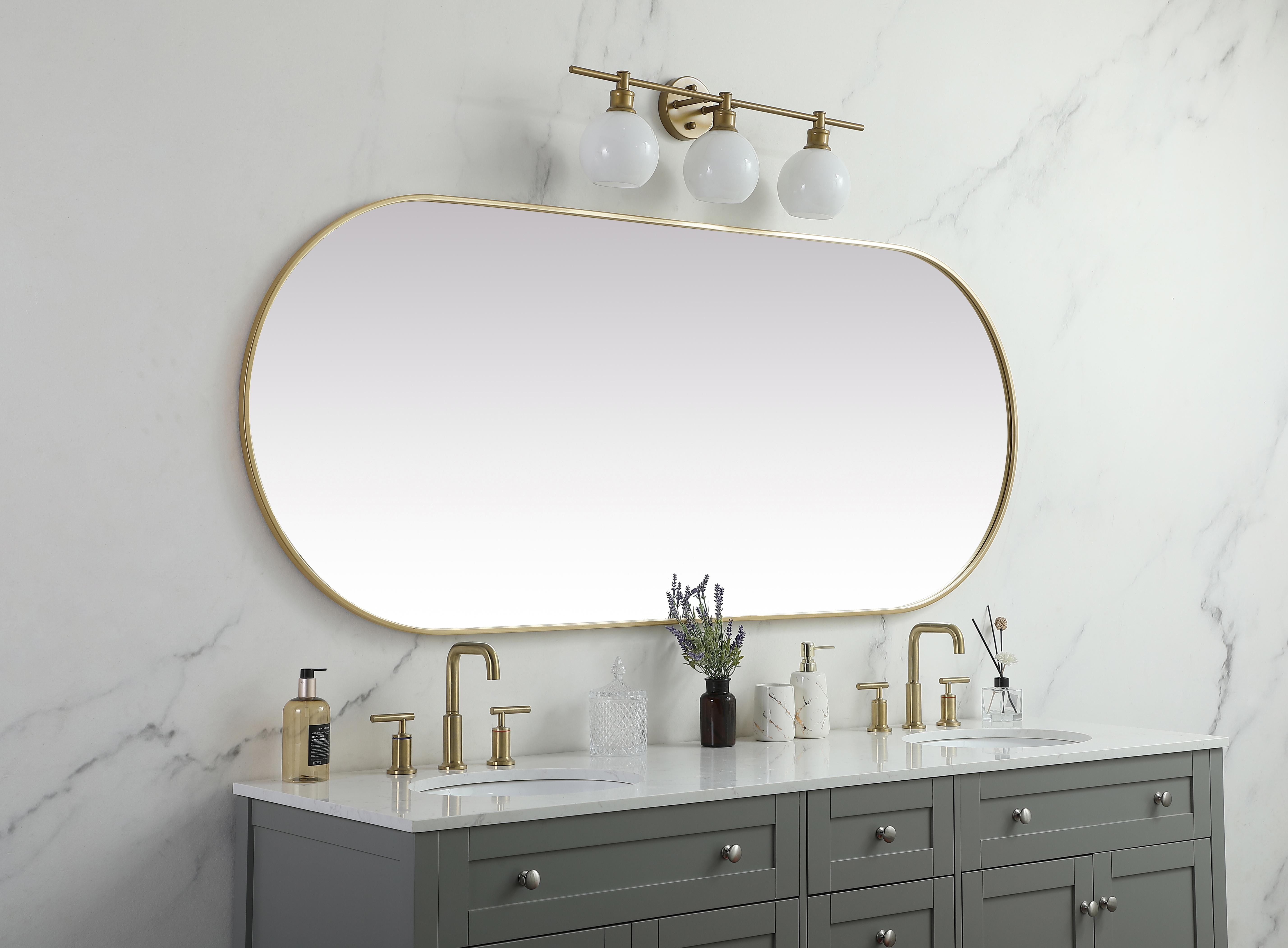 Asha Pill-Shaped Wall Mirror in Brass - Image 5