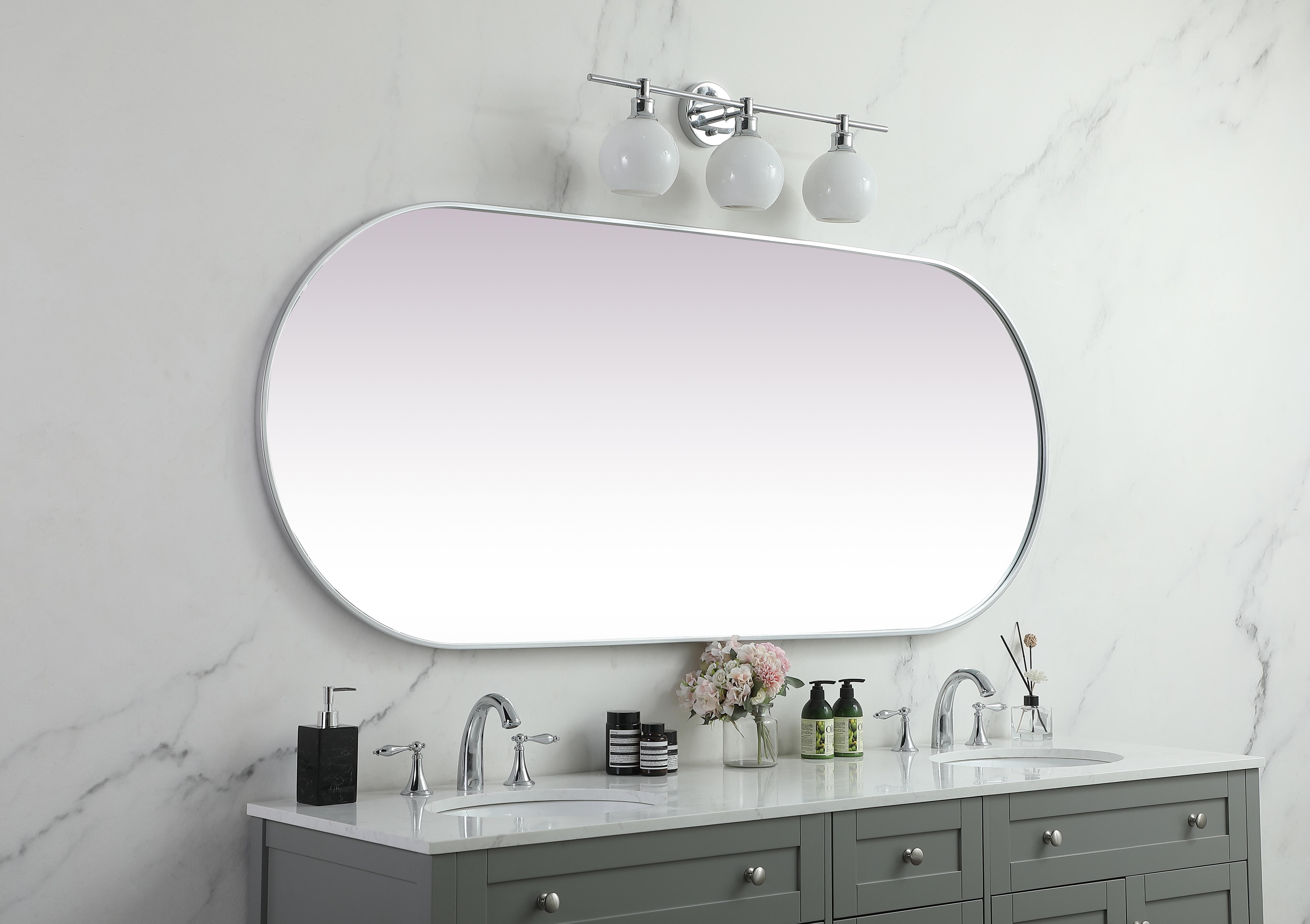 Asha Pill-Shaped Wall Mirror in Silver - Image 5