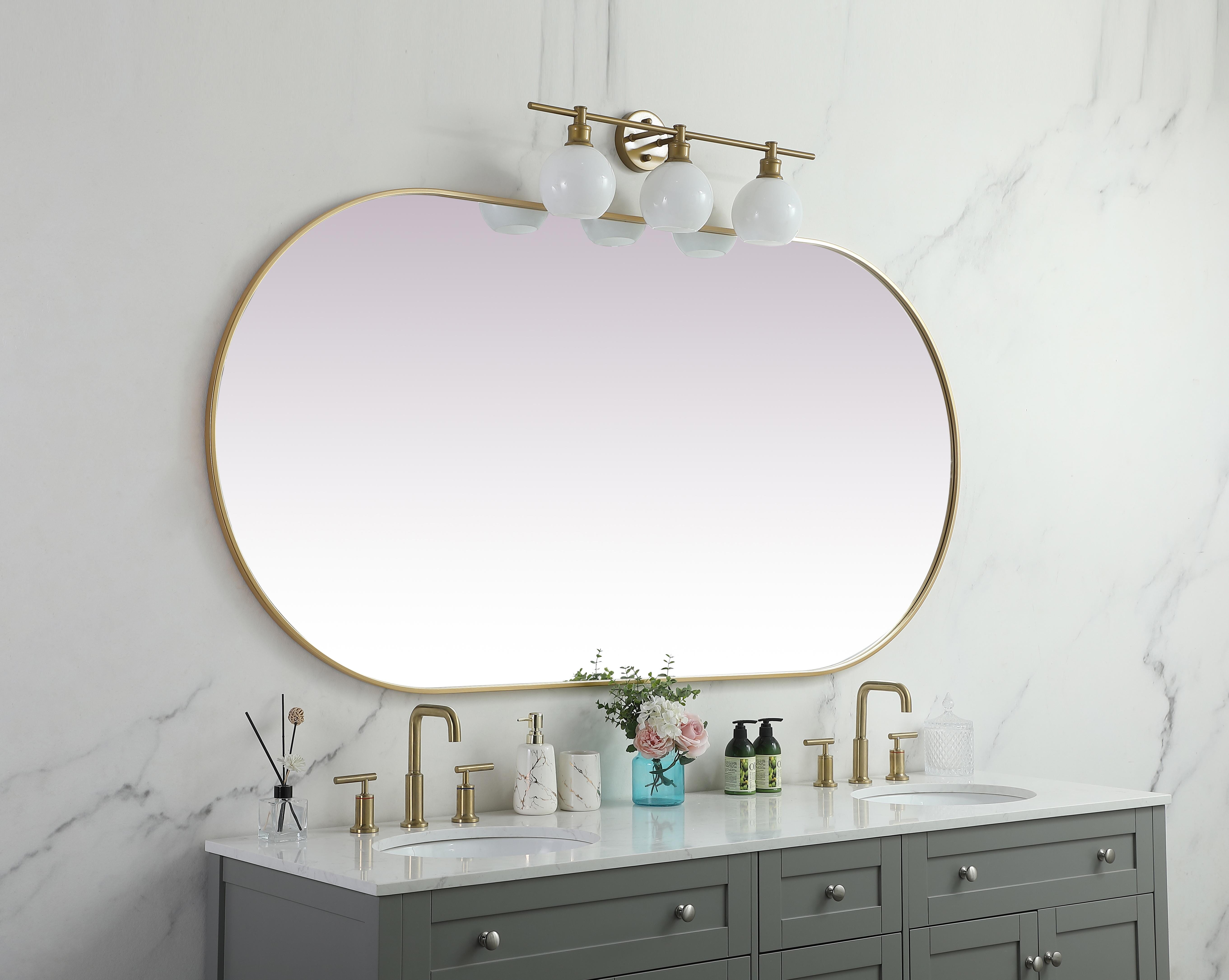 Asha Pill-Shaped Wall Mirror in Brass - Image 5