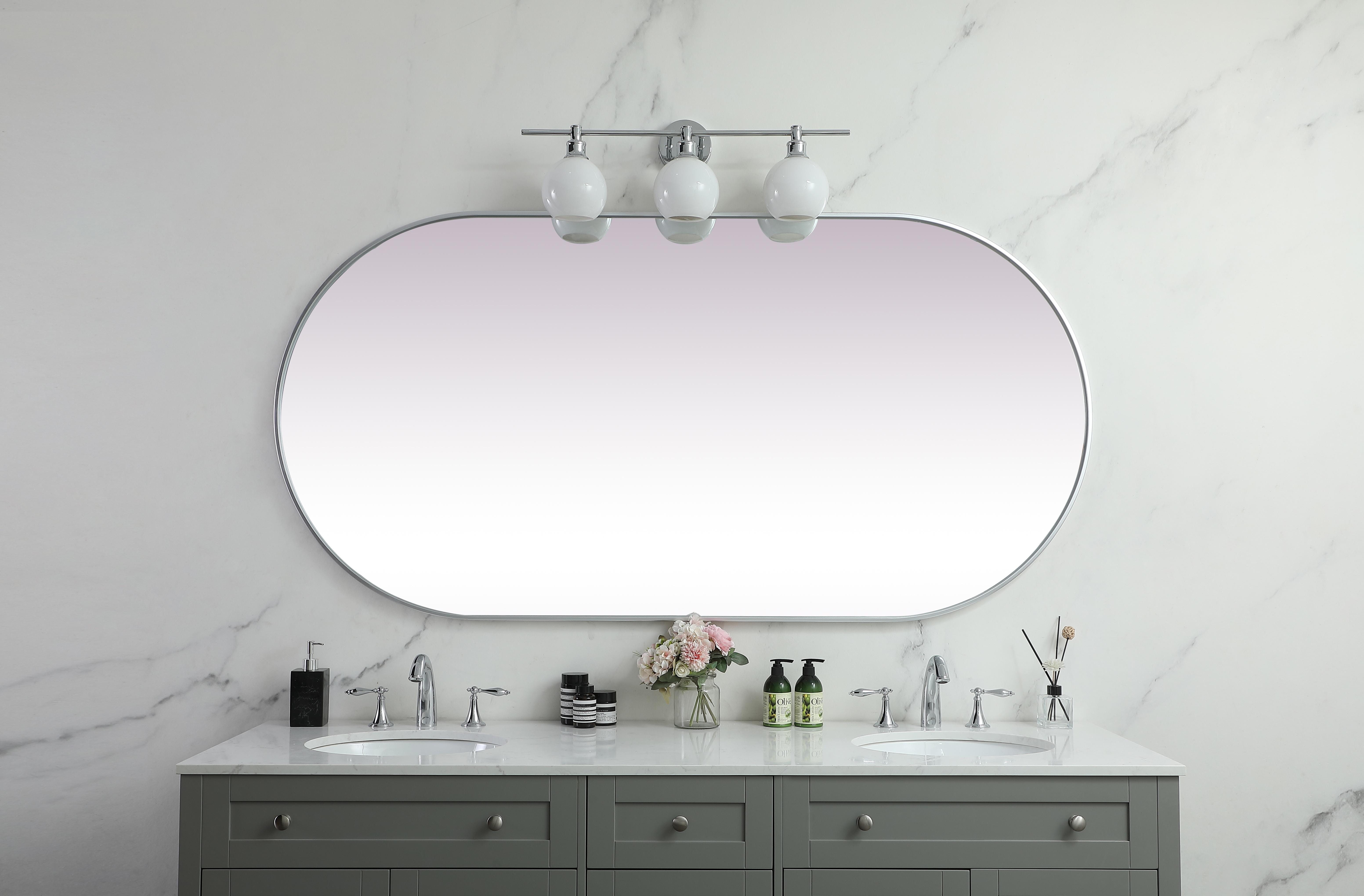 Asha Pill-Shaped Wall Mirror in Silver - Image 4