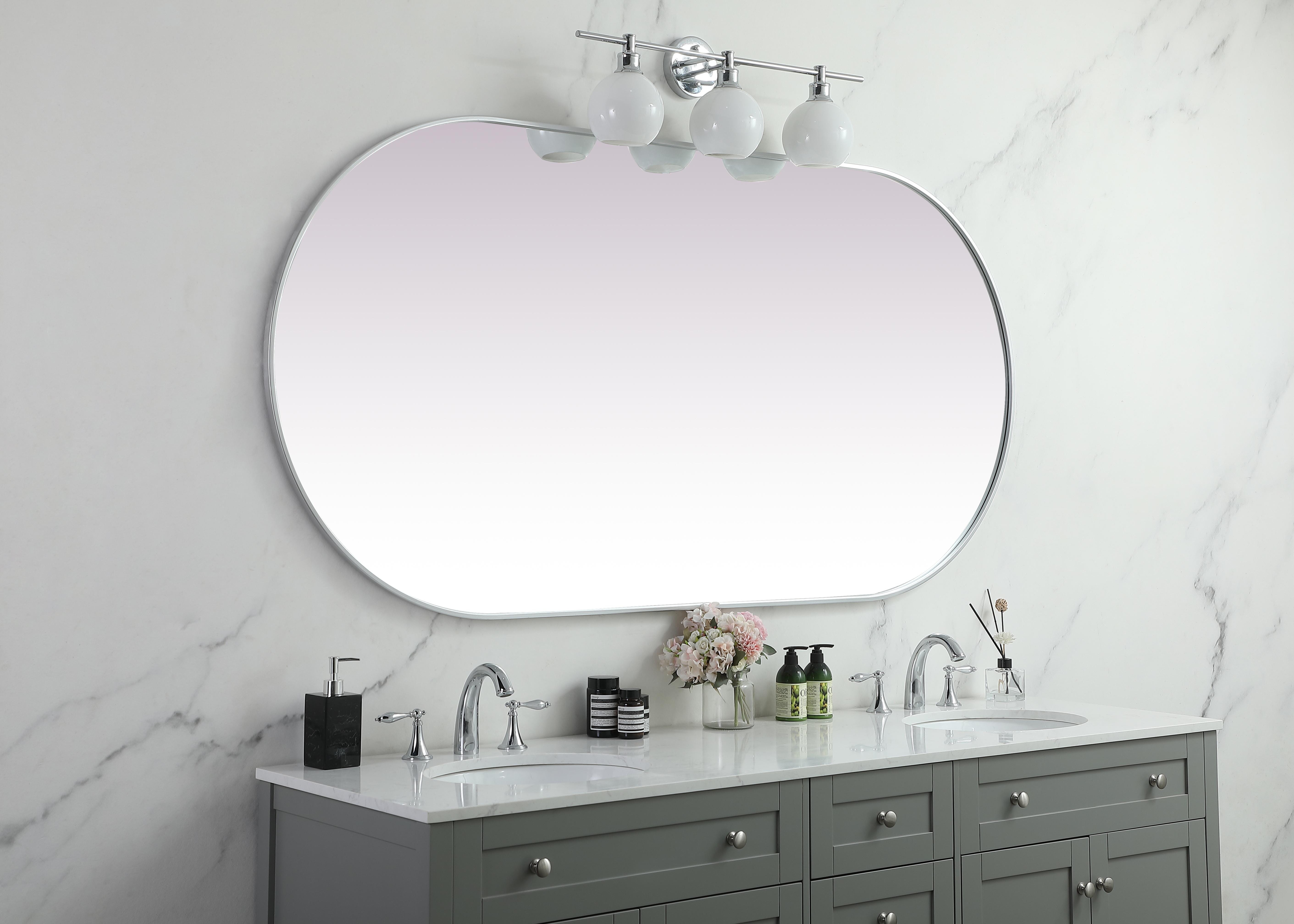 Asha Pill-Shaped Wall Mirror in Silver - Image 5