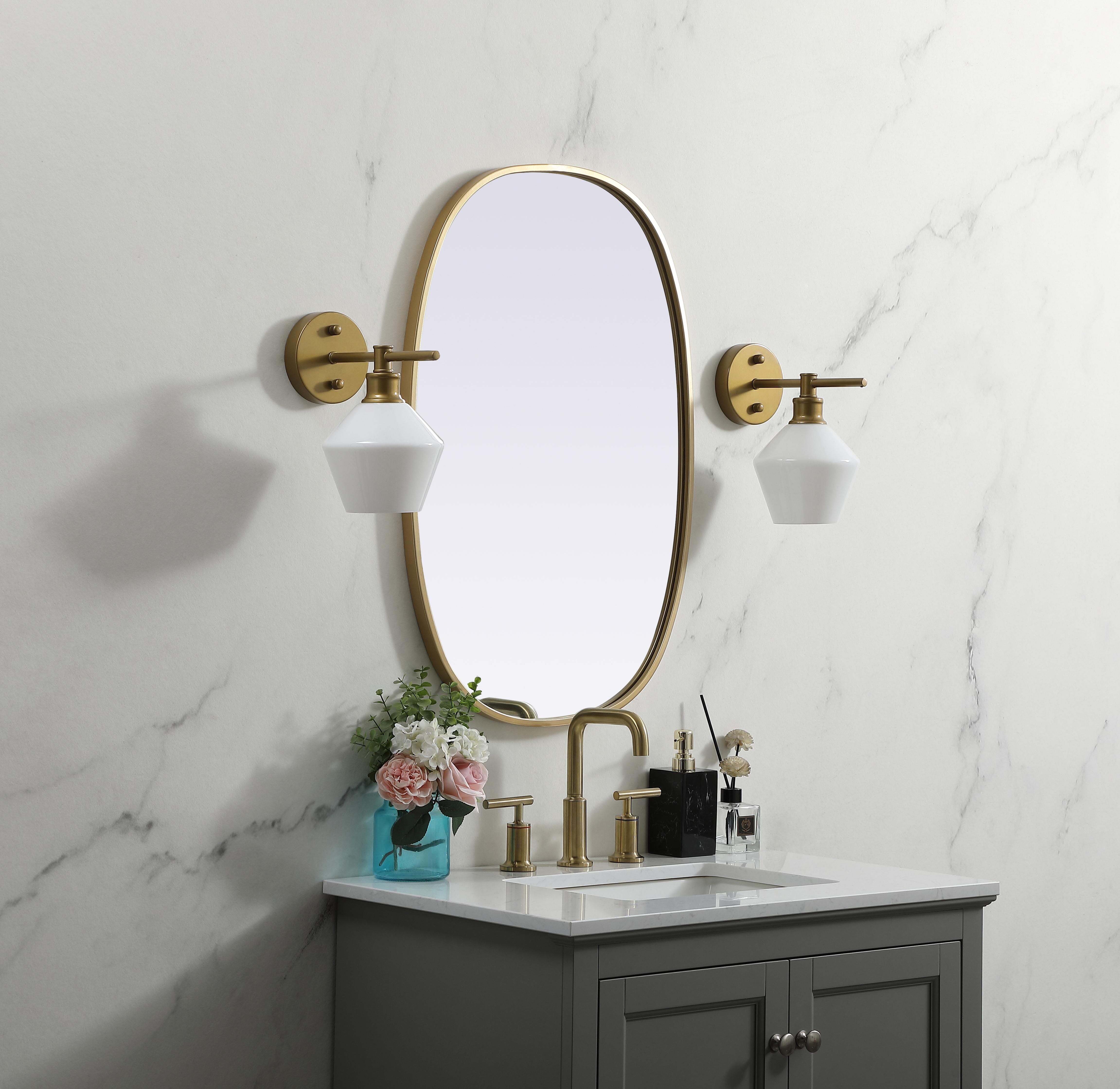 Brynn Rounded Corner Wall Mirror in Brass - Image 3