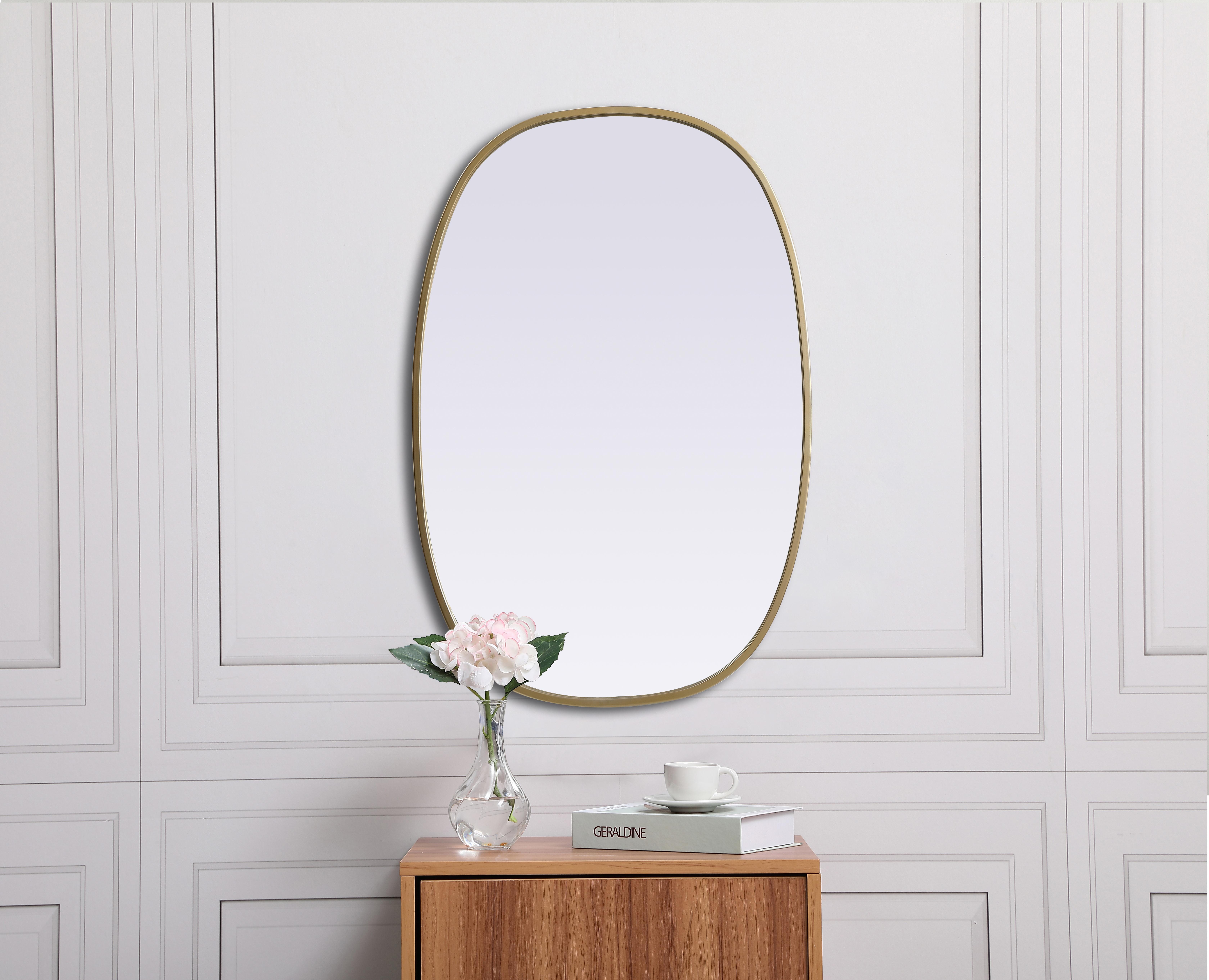 Brynn Rounded Corner Wall Mirror in Brass - Image 4