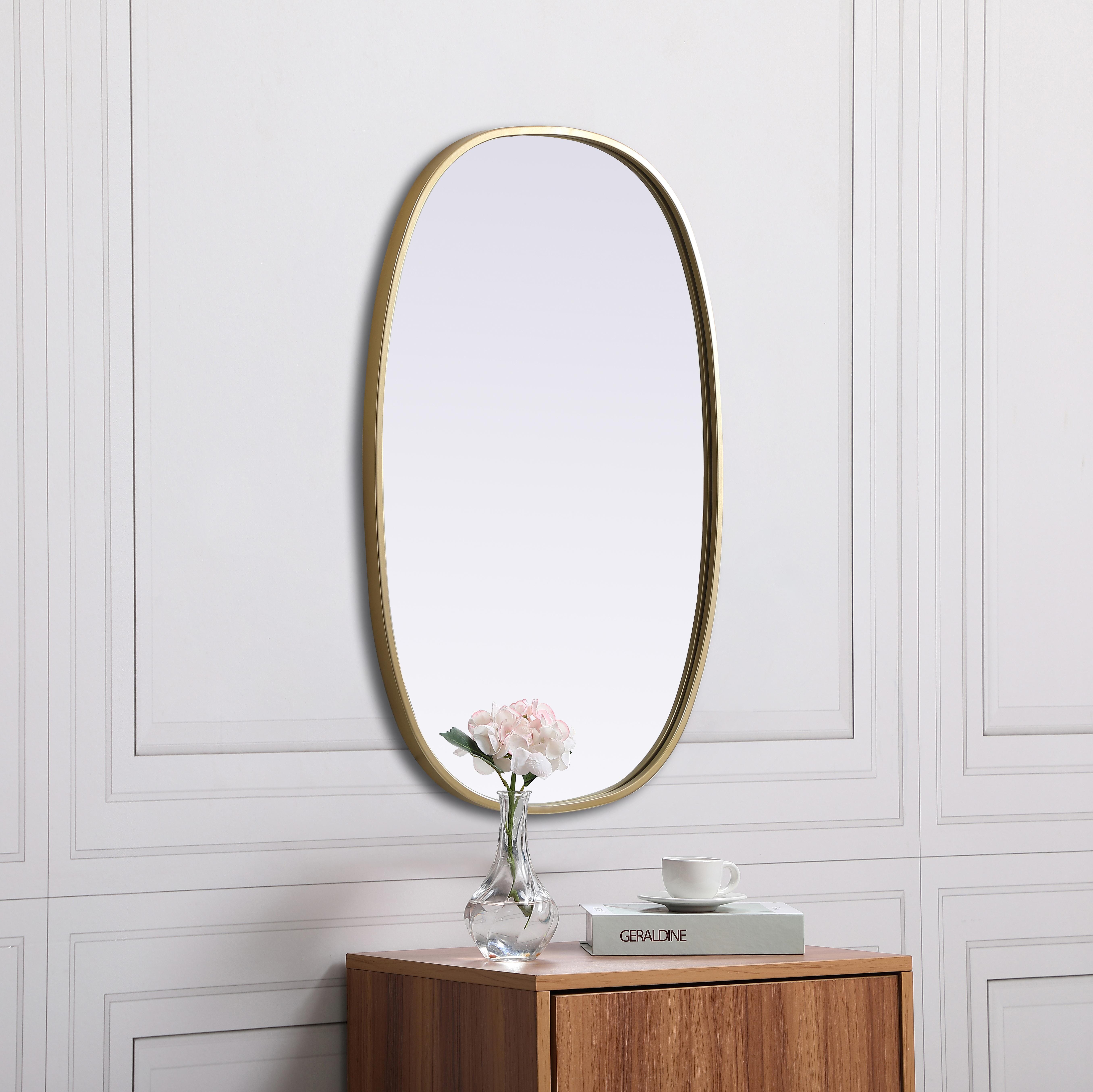 Brynn Rounded Corner Wall Mirror in Brass - Image 5